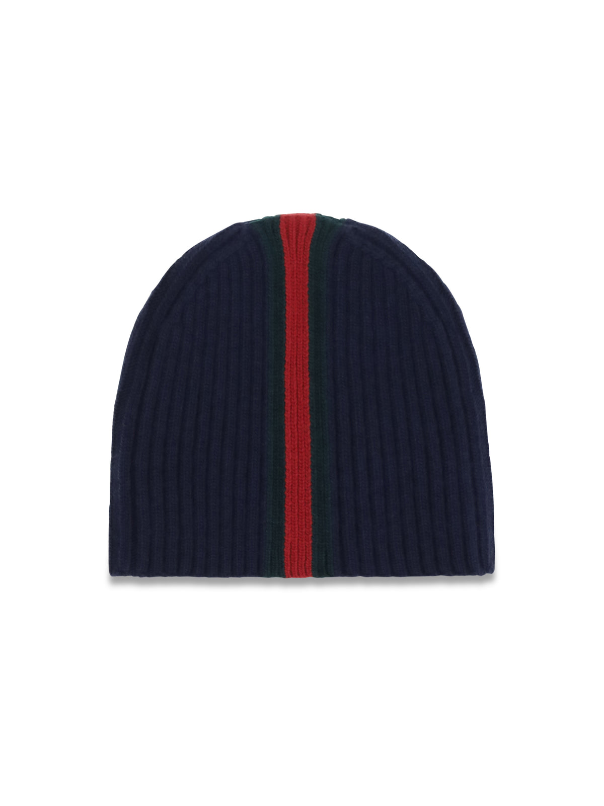 Gucci Ribbed wool Beanie with Web detail for Boy - Midnight Bl/D.Green