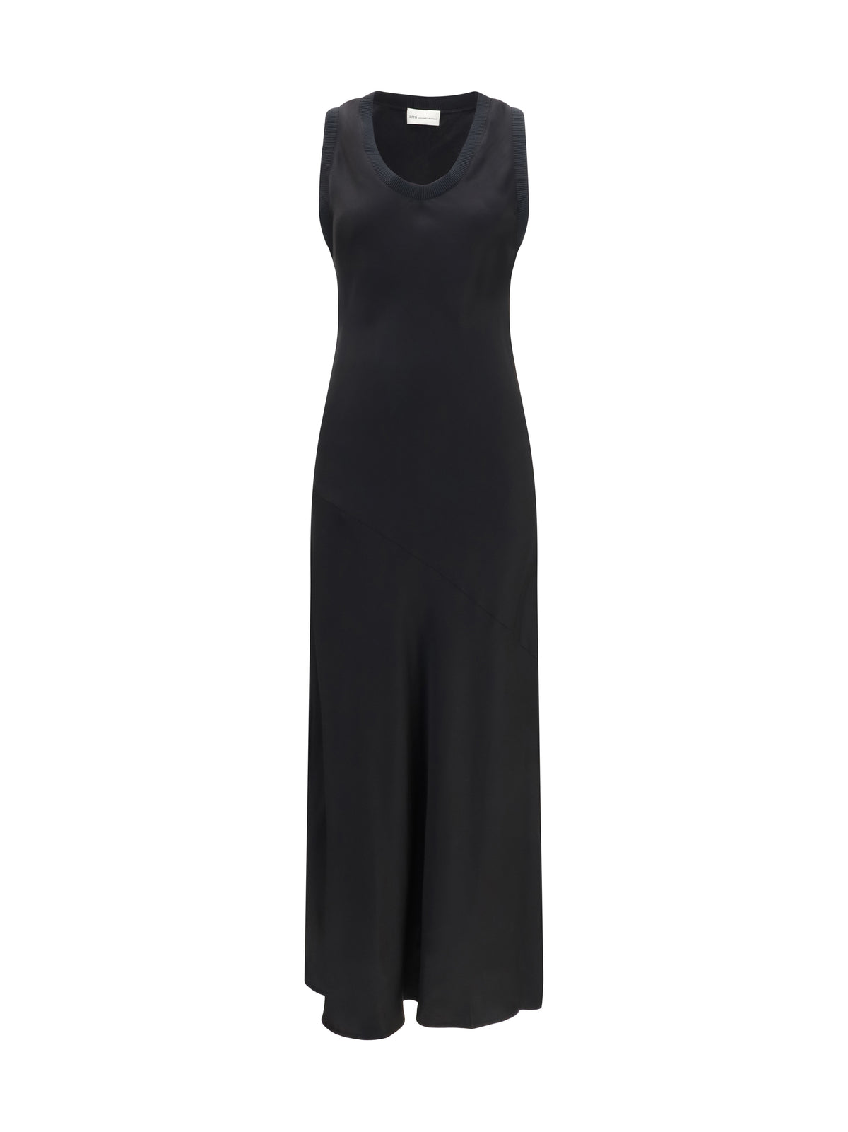 Ami Paris Sleeveless long fluid satin Dress - Noir