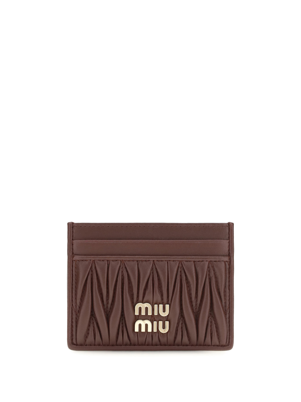 Miu Miu Matelassé nappa leather Card Holder - Burgundy