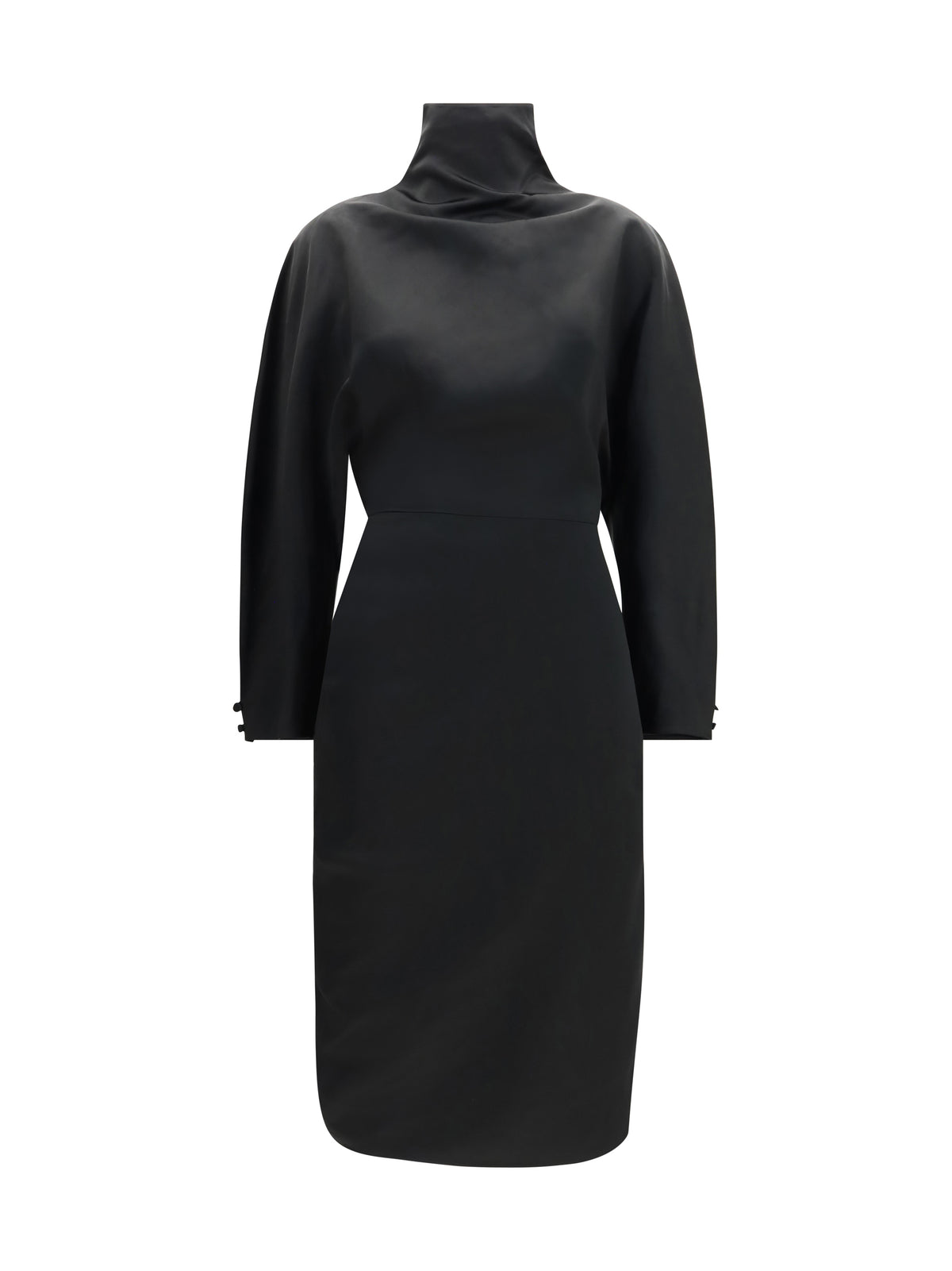 Khaite Harlin draped ramie-blend satin Dress - Black