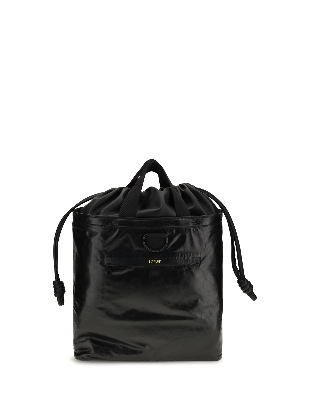 Loewe Squad paper-effect calfskin Backpack - Black