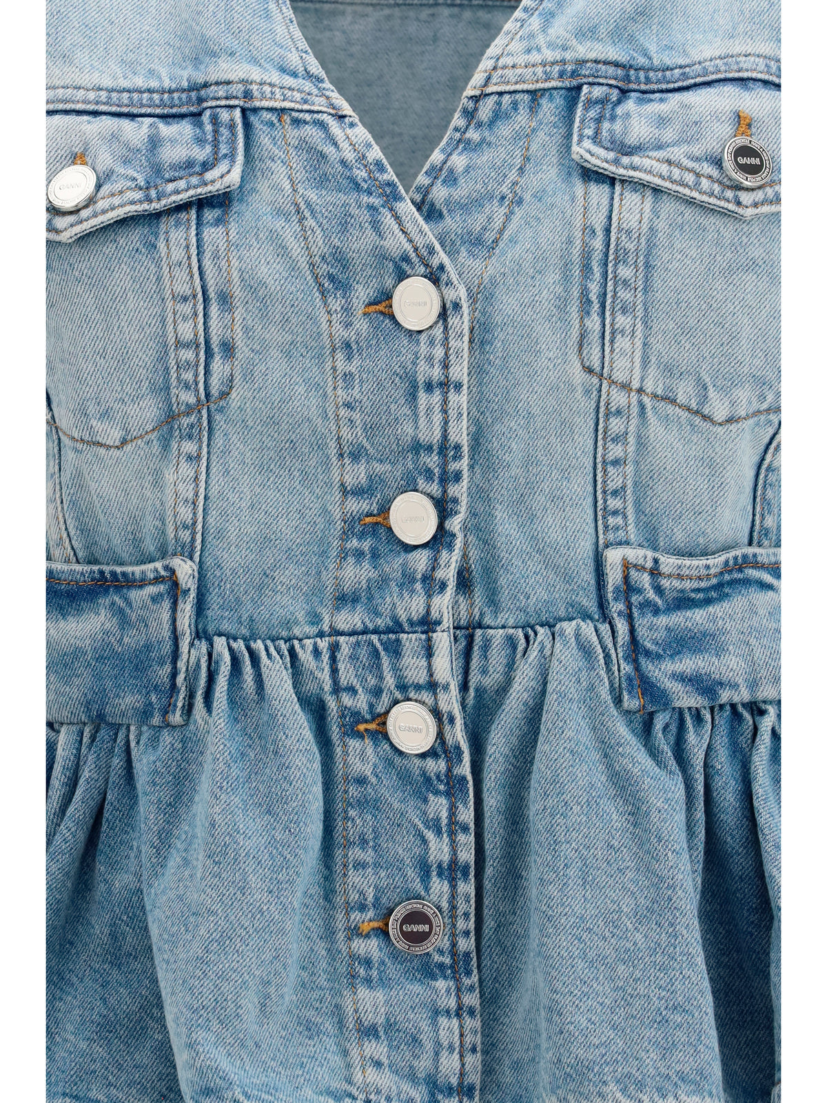 Ganni Lightweight denim Vest - Light Blue Vintage