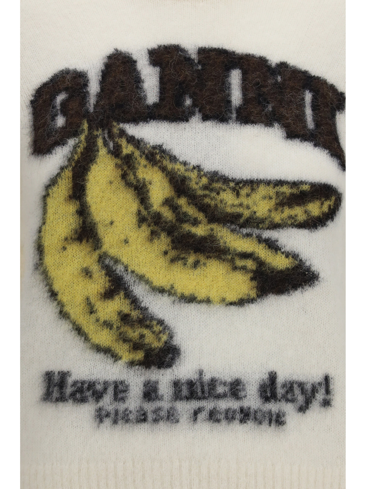 Ganni Alpaca graphic knit T-shirt - Egret