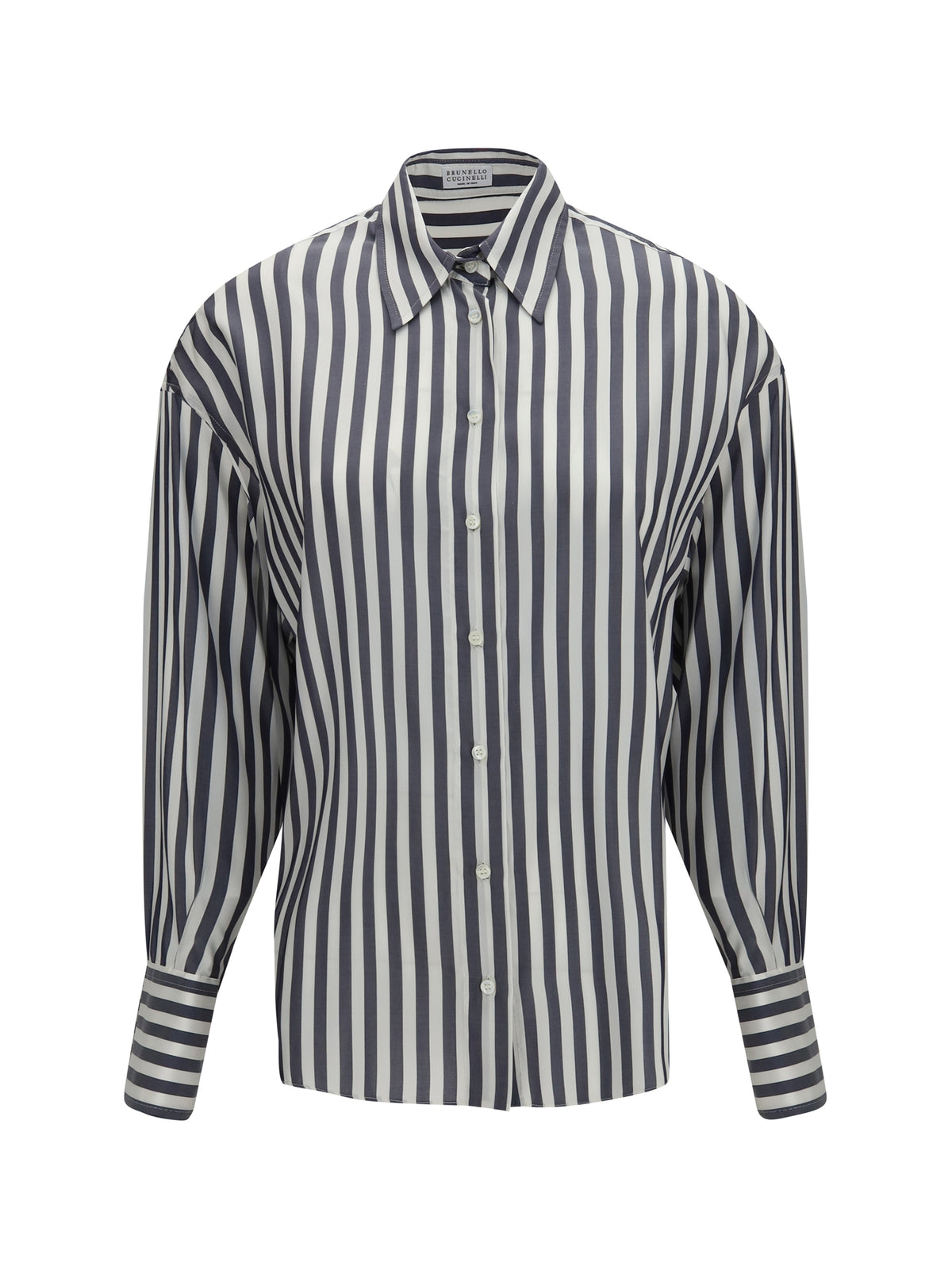 Brunello Cucinelli Silk poplin striped Shirt - Denim/White