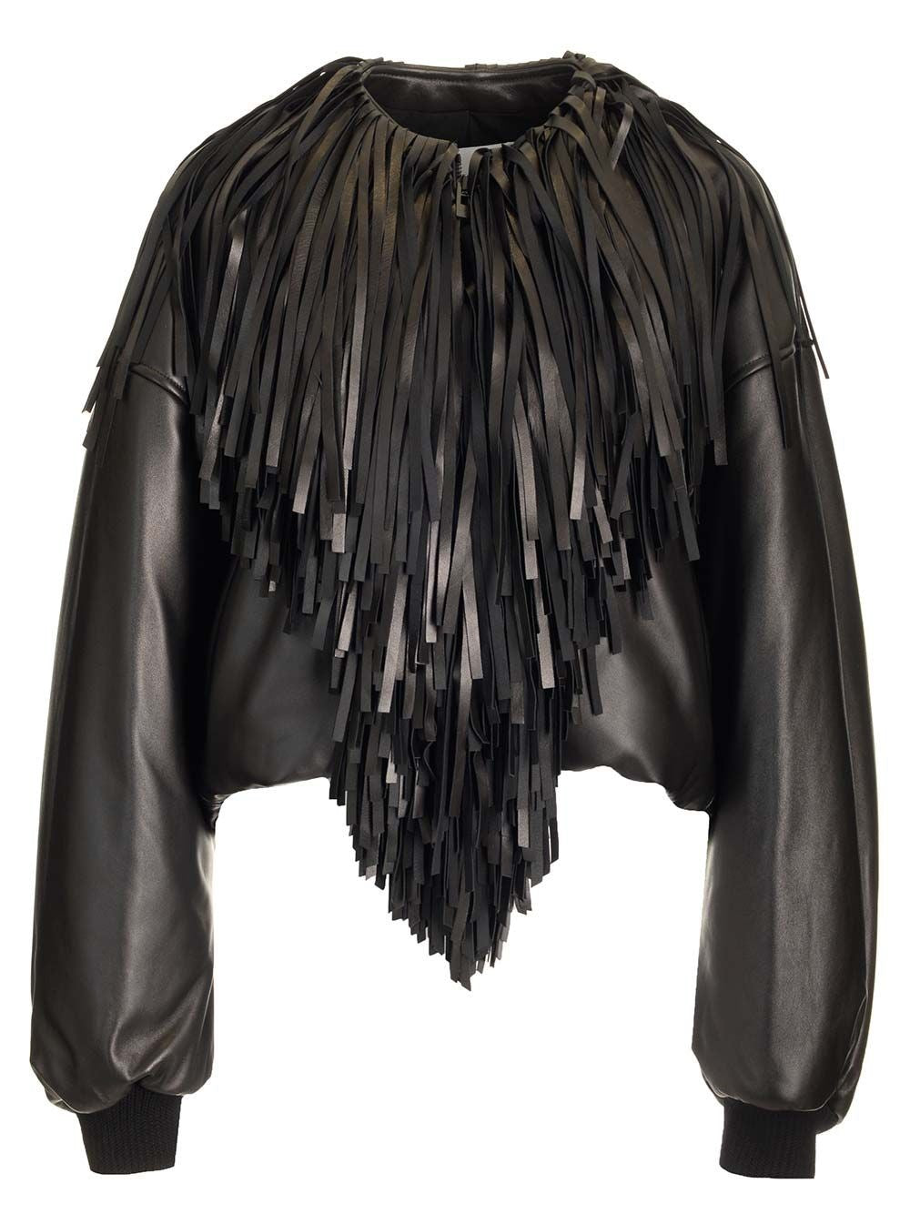 Alaïa Bomber Jacket With Fringes - Black
