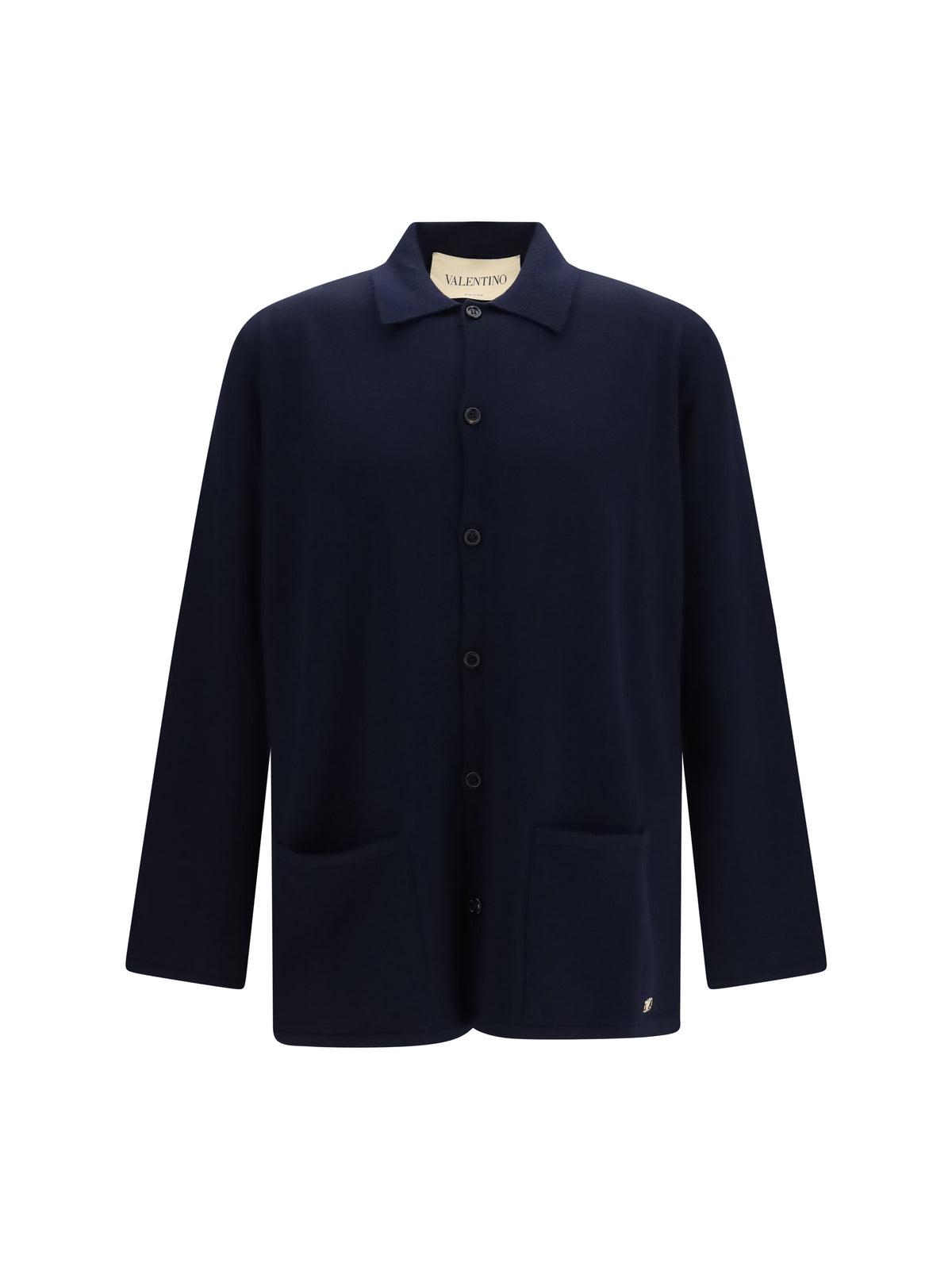 Valentino Wool Cardigan with VLogo - Navy