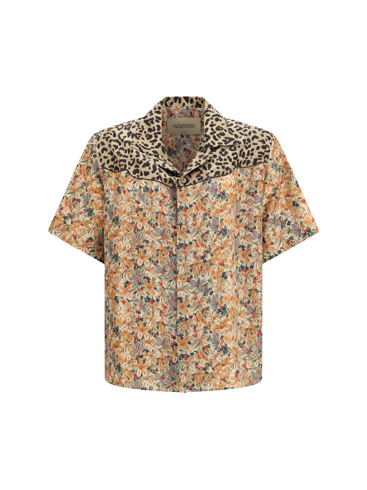 Valentino Short-sleeve floral and leopard print Shirt - Multicolor