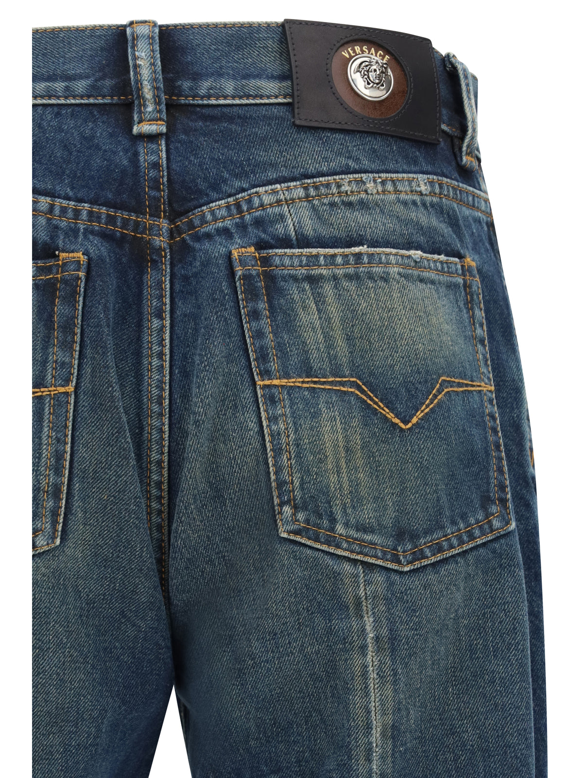Versace Distressed straight-leg Jeans - Dirty Blue
