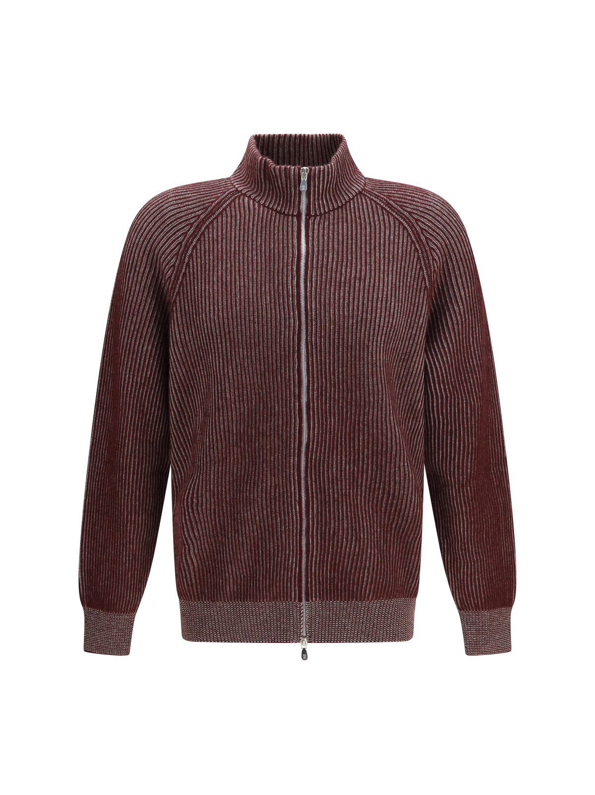 Brunello Cucinelli Vanisé cashmere rib-knit zip Cardigan - Borgogna+Roccia