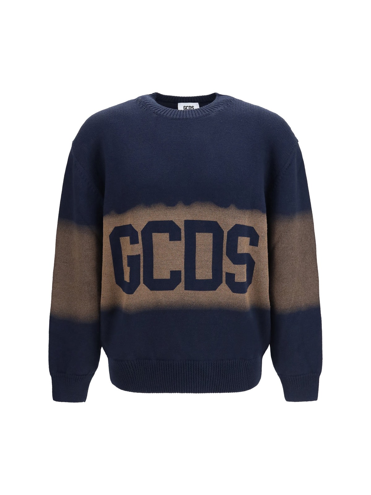 GCDS Logo Spray crewneck Sweater - Dark Blue/Brown