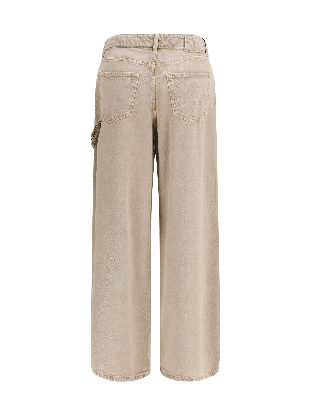 Pinko Lauryn Jeans with jeweled cord - Beige-Macrocistide