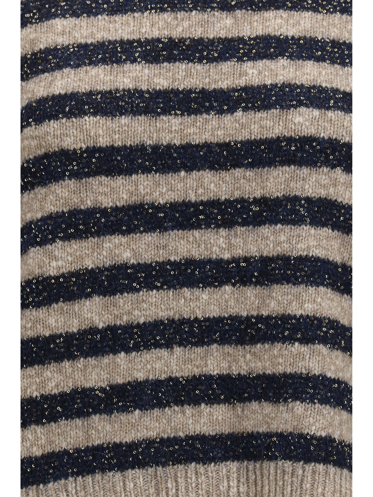 Brunello Cucinelli Cashmere and wool striped Sweater with lurex - Brown+Blu