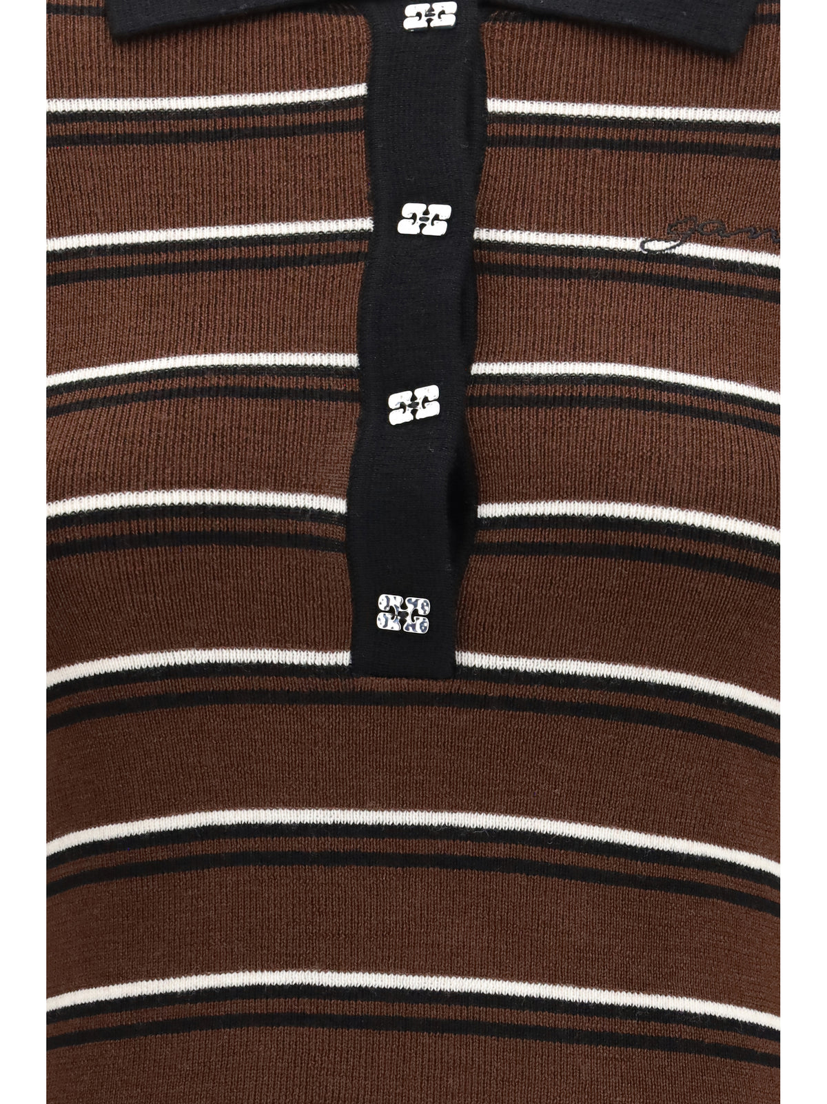 Ganni Striped Merino Polo Shirt - Multicolour