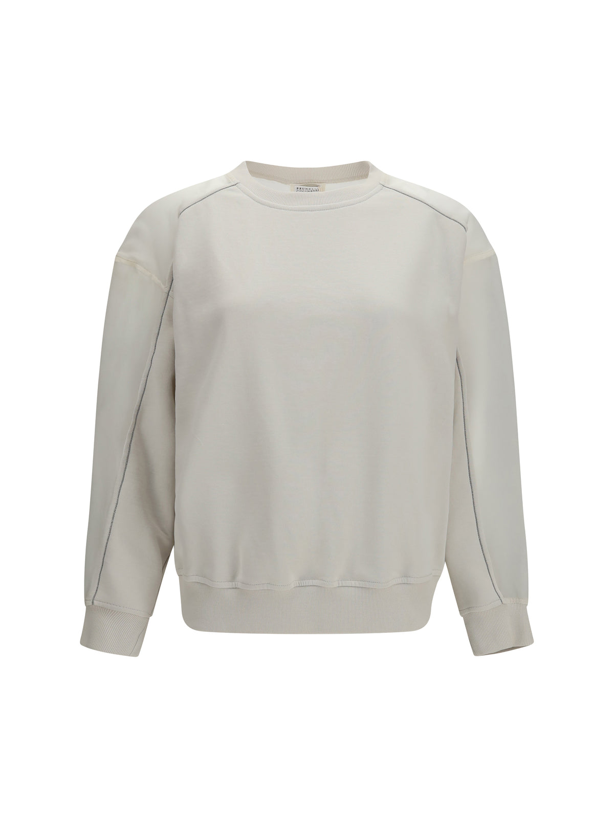 Brunello Cucinelli Crewneck Sweatshirt with organza sleeves - Warm White