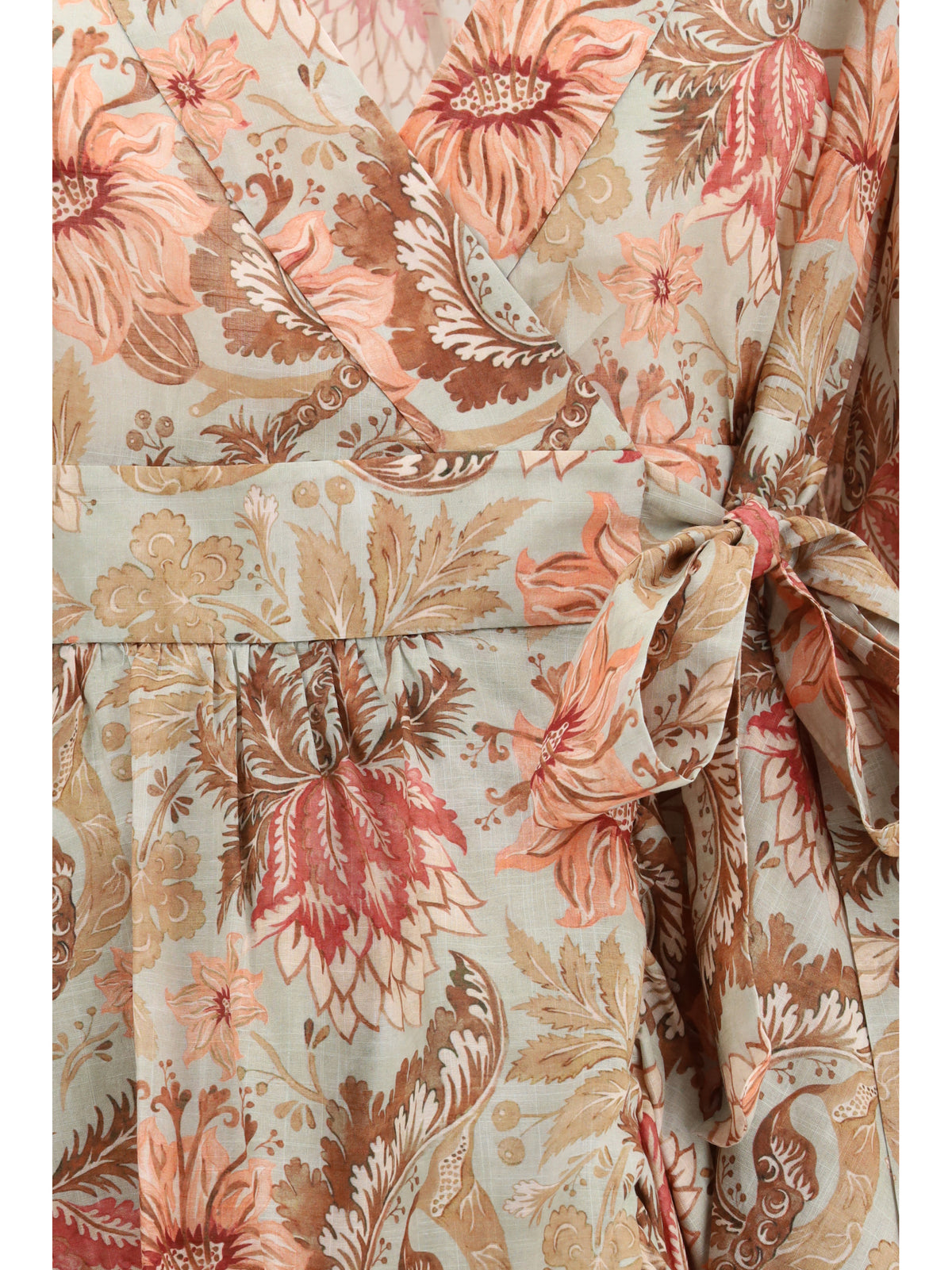 Zimmermann Daylight wrap mini Dress - Stamp-Floral-Sage