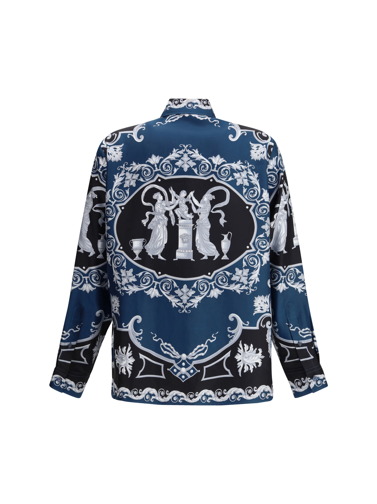 Versace Regular-fit printed silk twill Shirt - Black+Petrol Blue