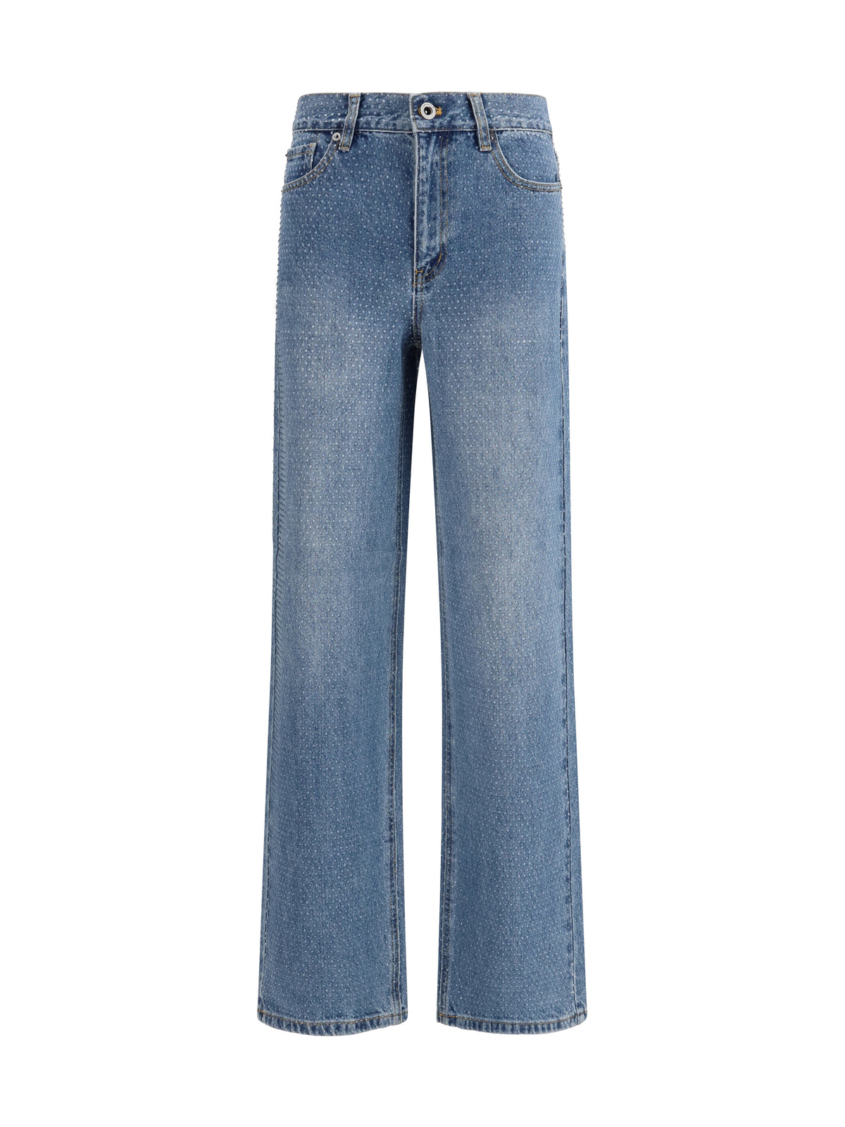 Self-Portrait Straight-leg Jeans with all-over rhinestones - Blue