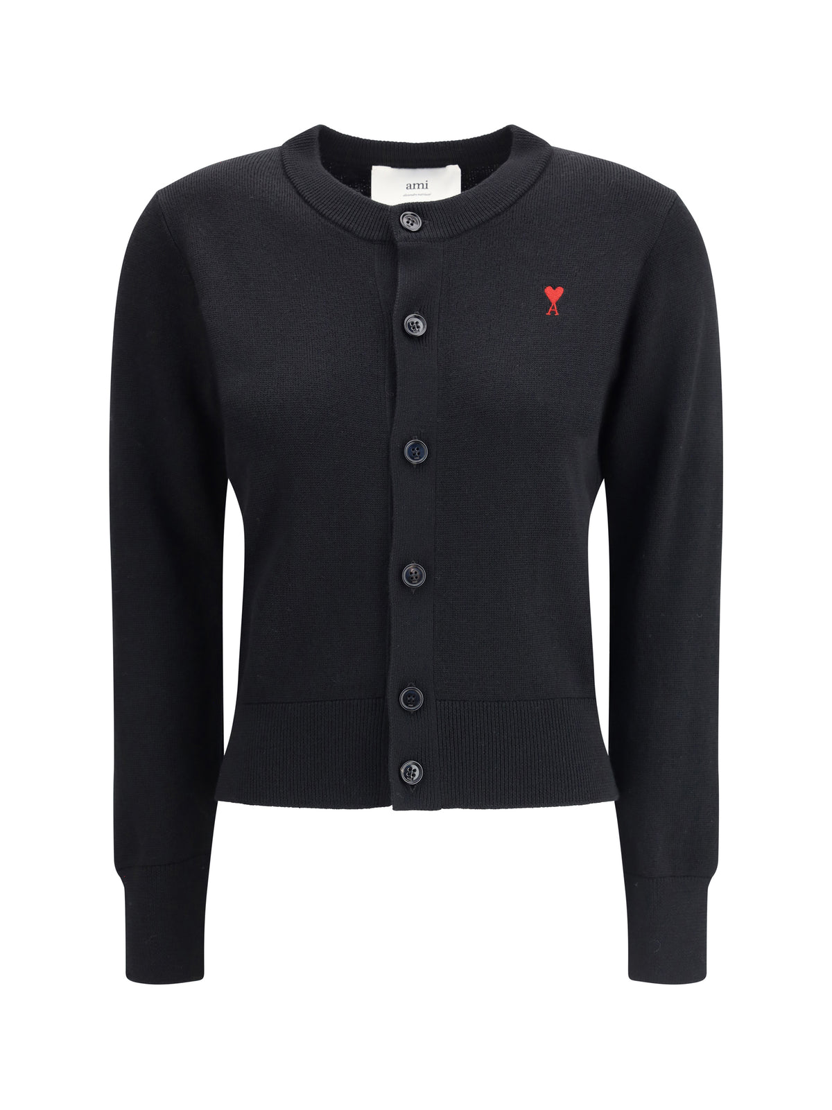 Ami Paris Ami De Coeur merino wool Cardigan - Noir/Rouge