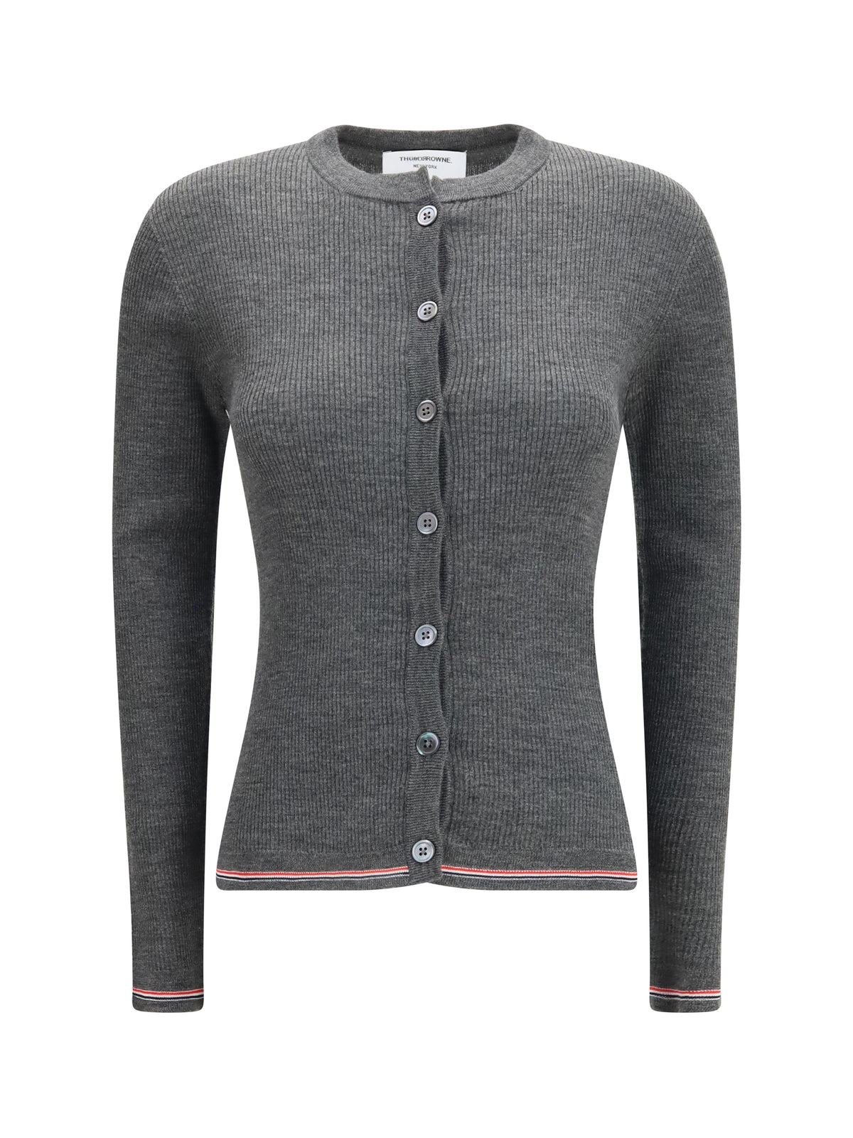Thom Browne Ribbed merino wool Cardigan - Med Grey