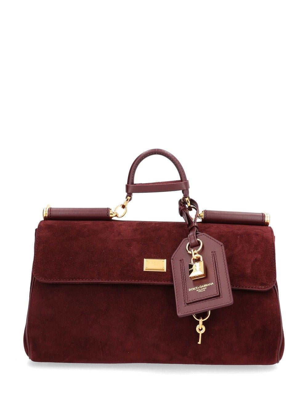 Dolce & Gabbana "My Sicily" Medium Handbag In Split Leather - Bordeaux