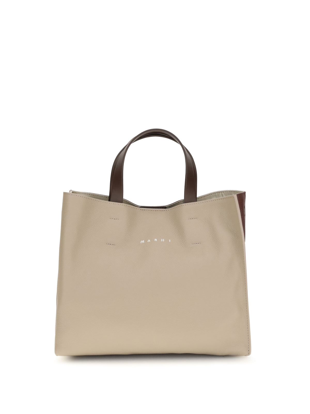 Marni Museo Tote Bag - Moon Stone/Dark Burgundy/Coffee