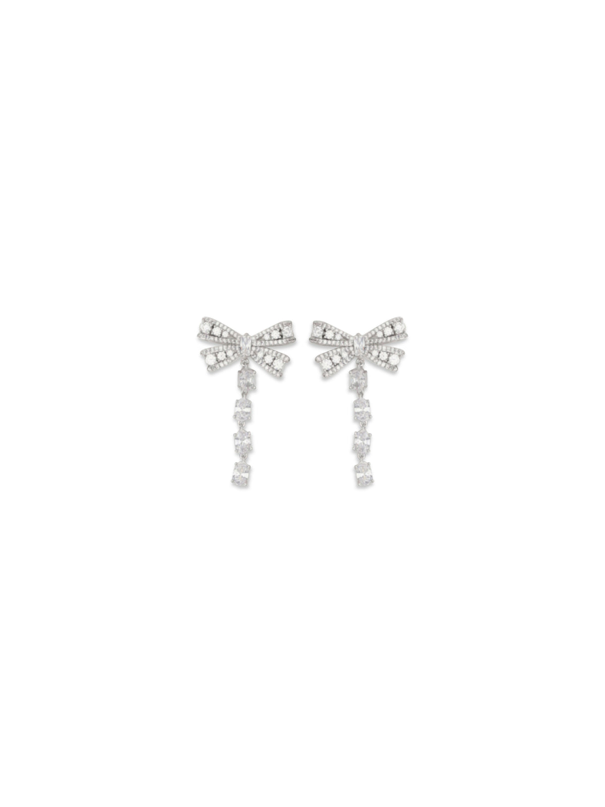 Self-Portrait Crystal bow drop Earrings - Silver