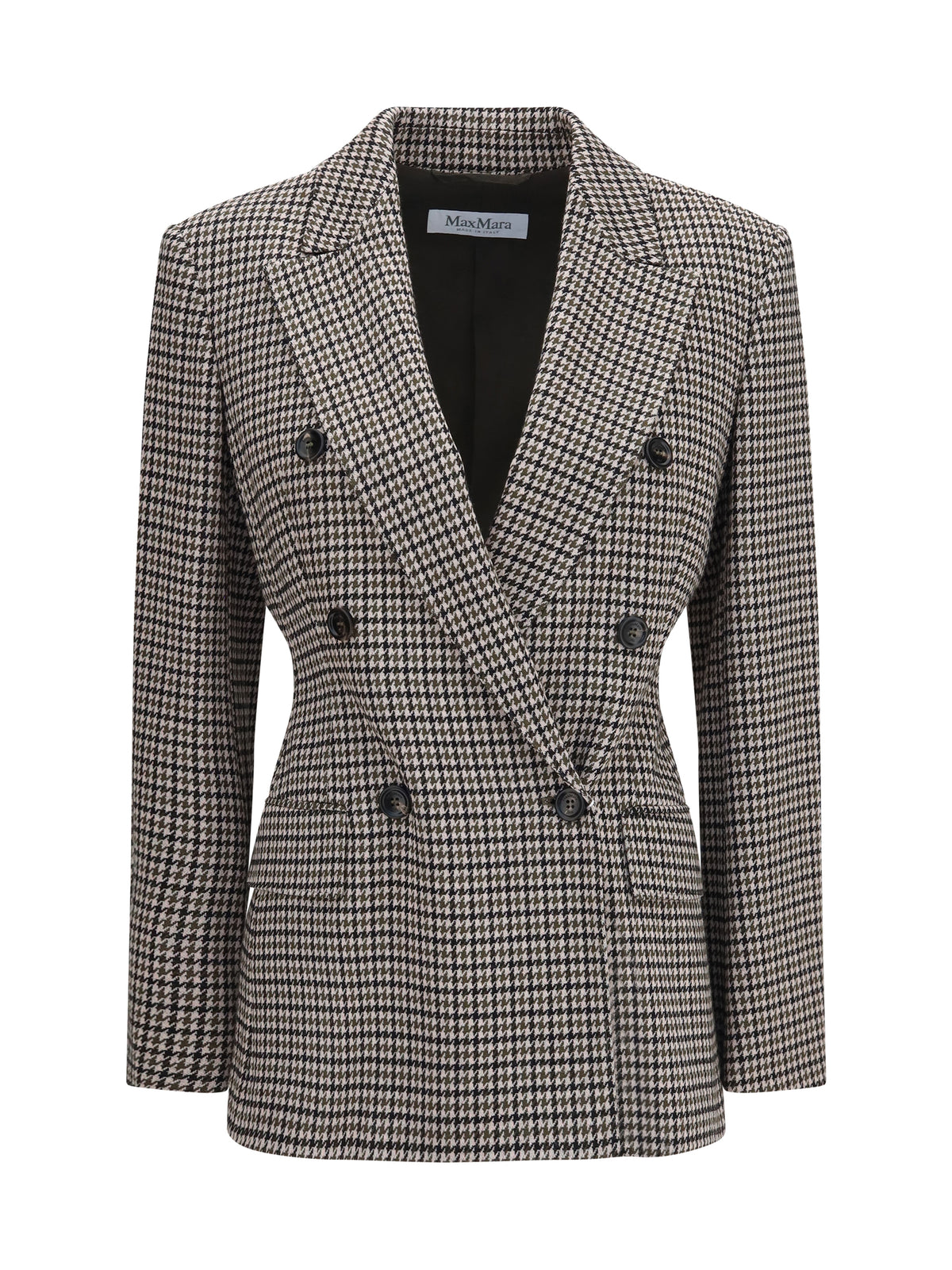Max Mara Eccelso double-breasted Blazer - Dis.Pied De Poule Black/Khaki/Blush