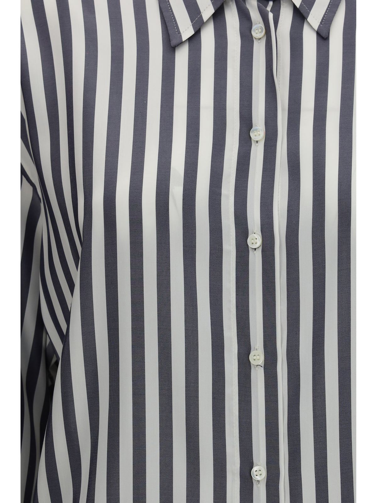 Brunello Cucinelli Silk poplin striped Shirt - Denim/White