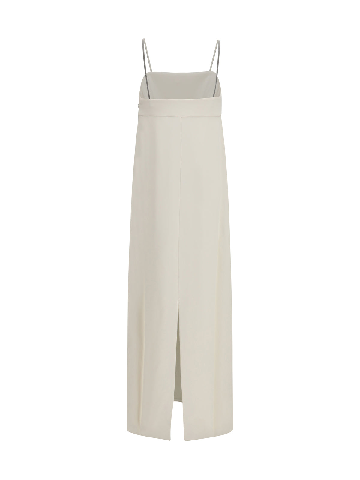 Brunello Cucinelli Long silk Dress with monili chain - Pure White