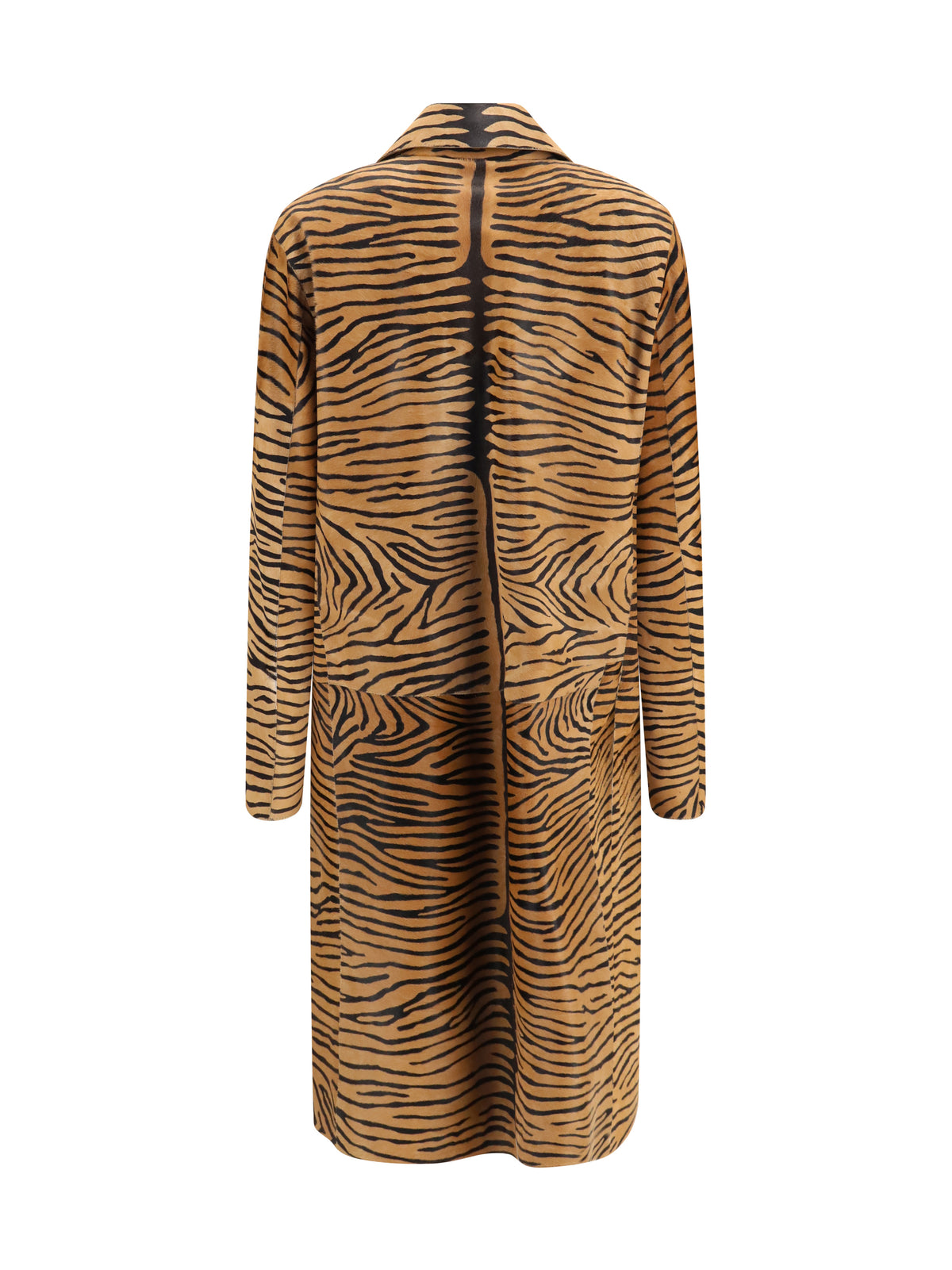 Fendi Tiger print pony effect Leather Coat - Natural