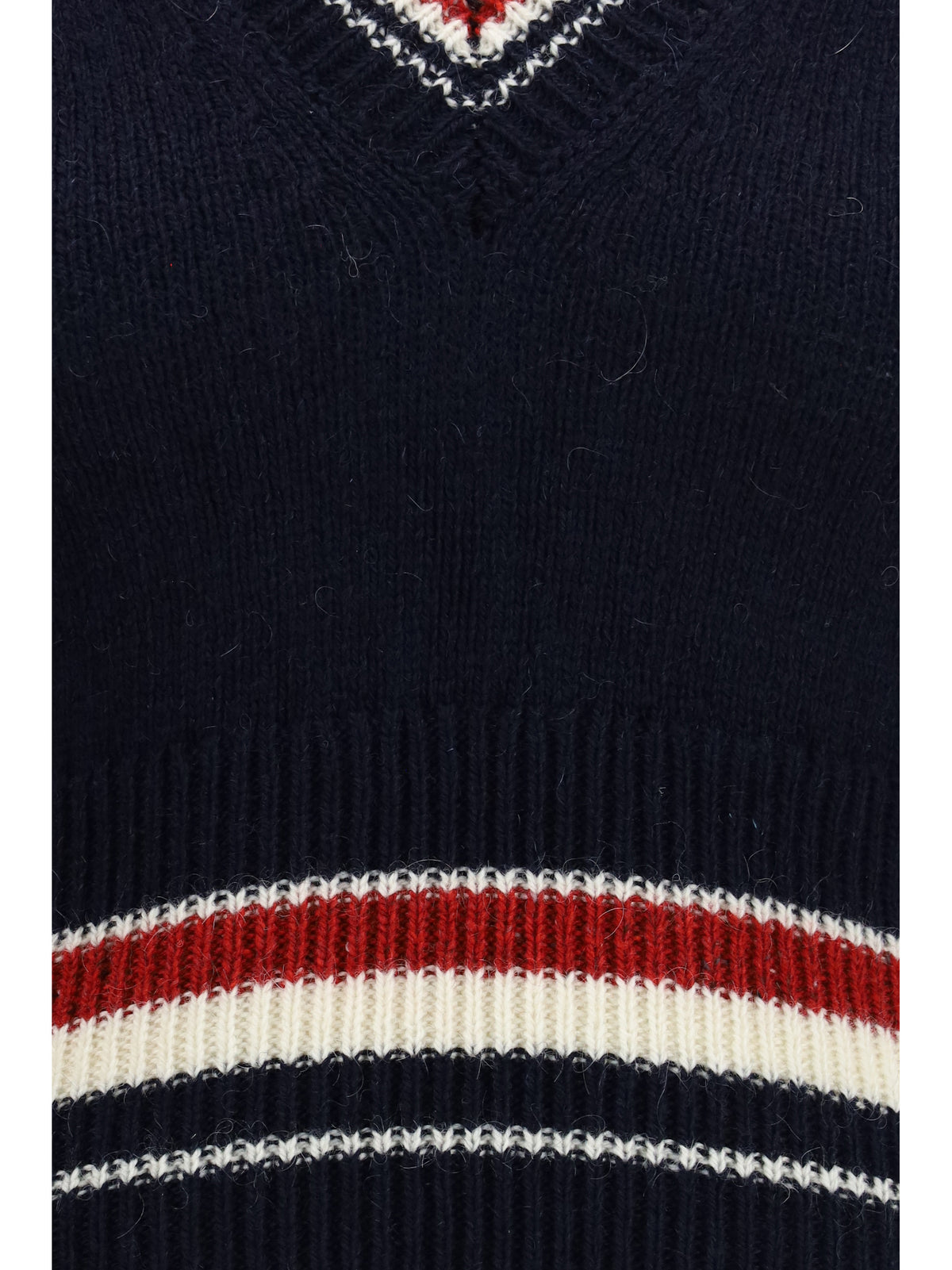 Thom Browne Hector striped V-neck Vest - Navy