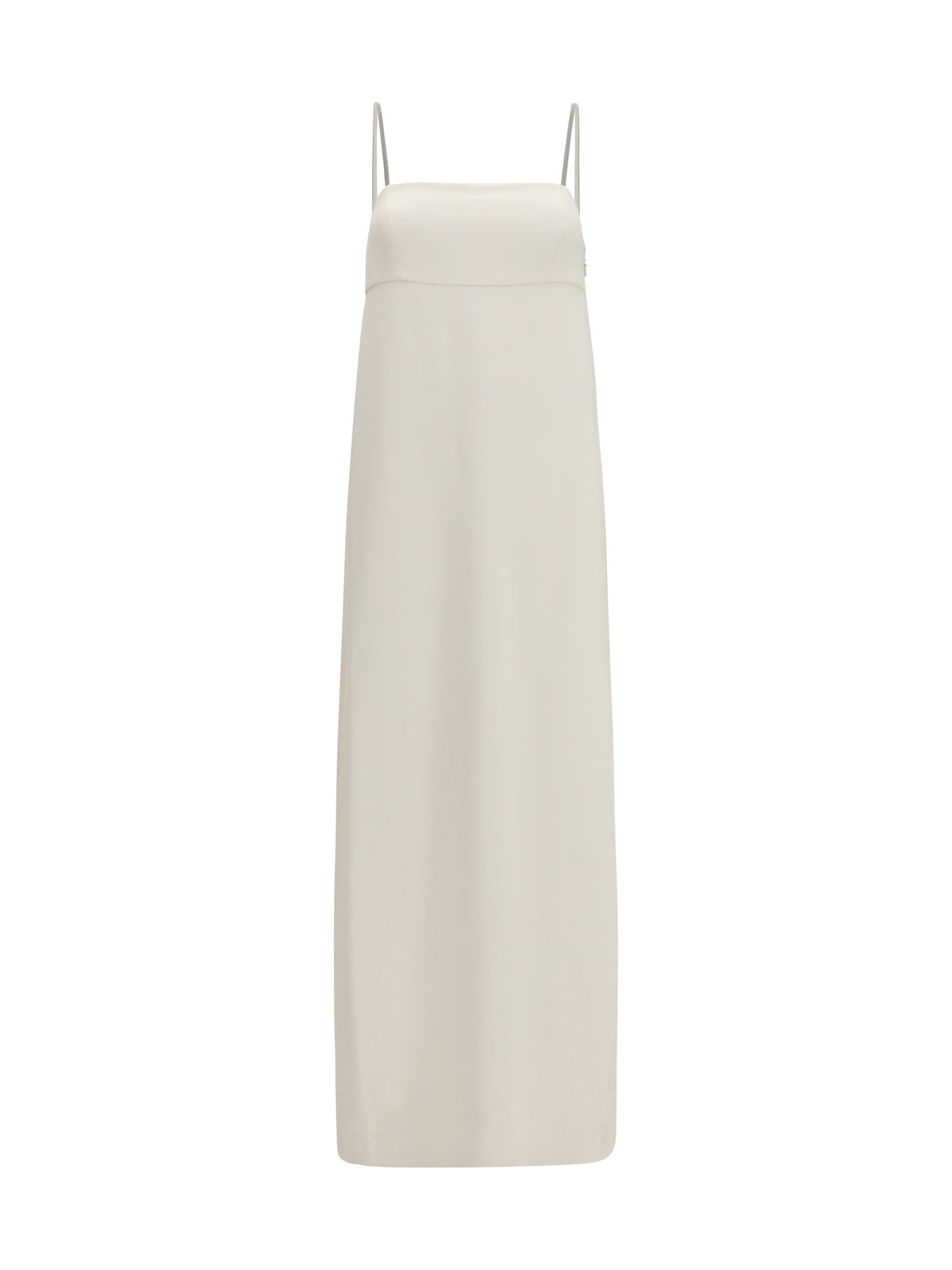 Brunello Cucinelli Long silk Dress with monili chain - Pure White