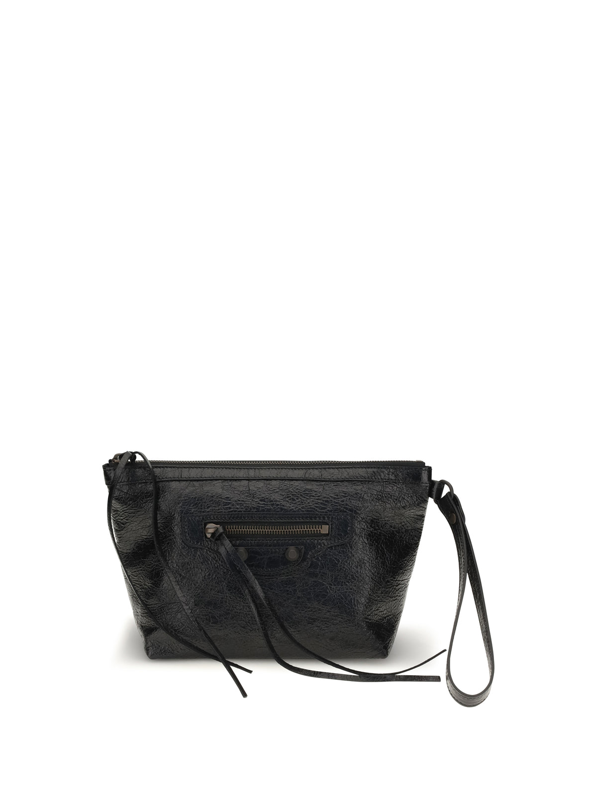 Balenciaga Vintage-effect leather Pouch - Black