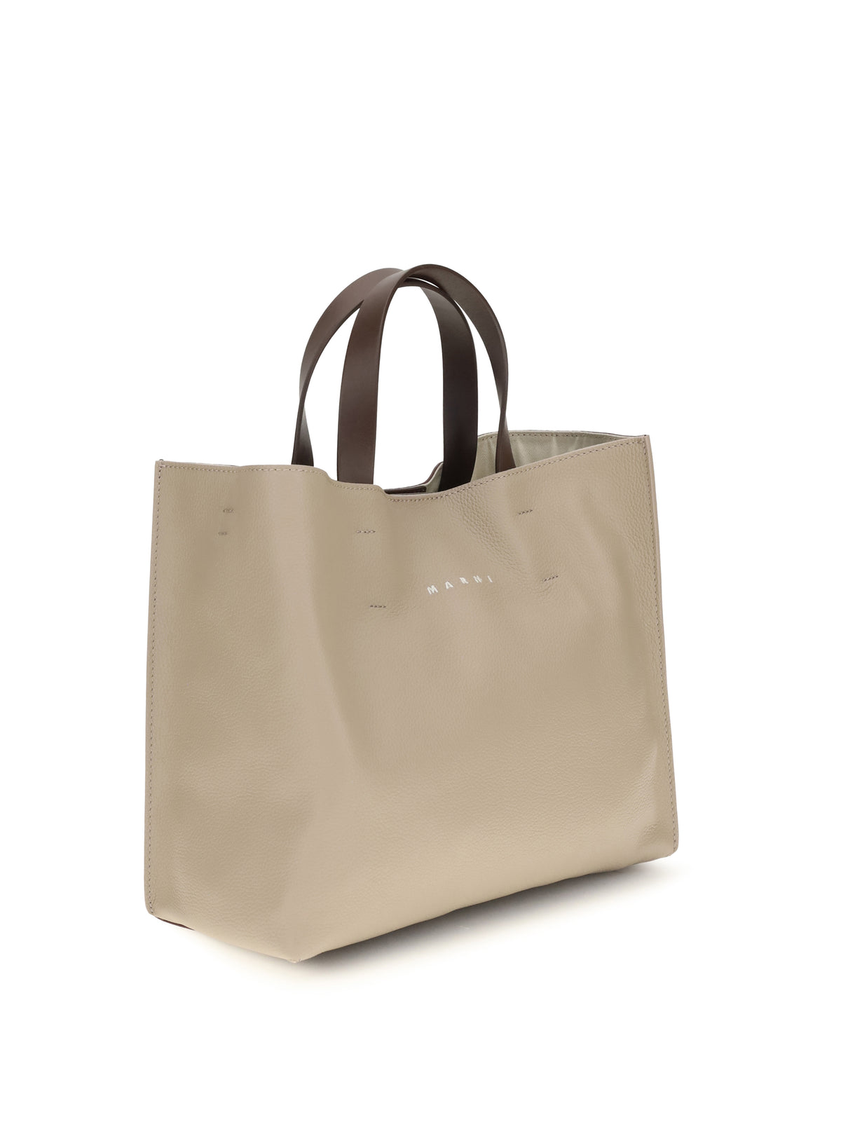 Marni Museo Tote Bag - Moon Stone/Dark Burgundy/Coffee