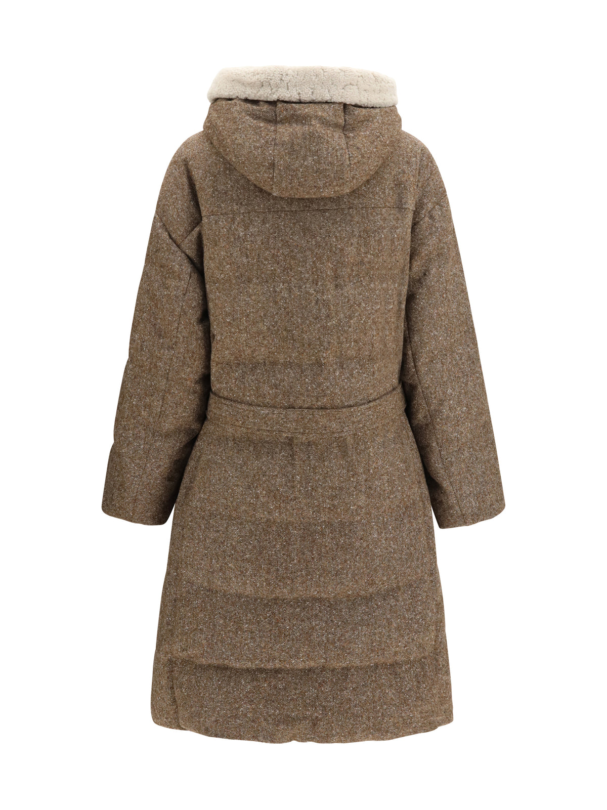 Brunello Cucinelli Long padded Coat with belt - Brown