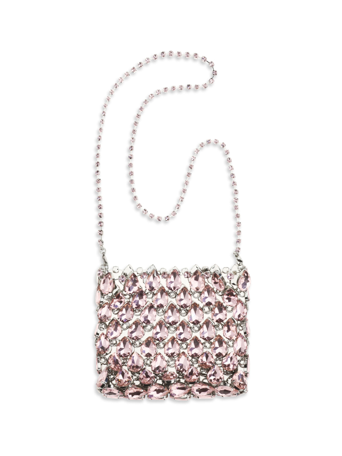 Self-Portrait Crystal mesh Pouch - Pink