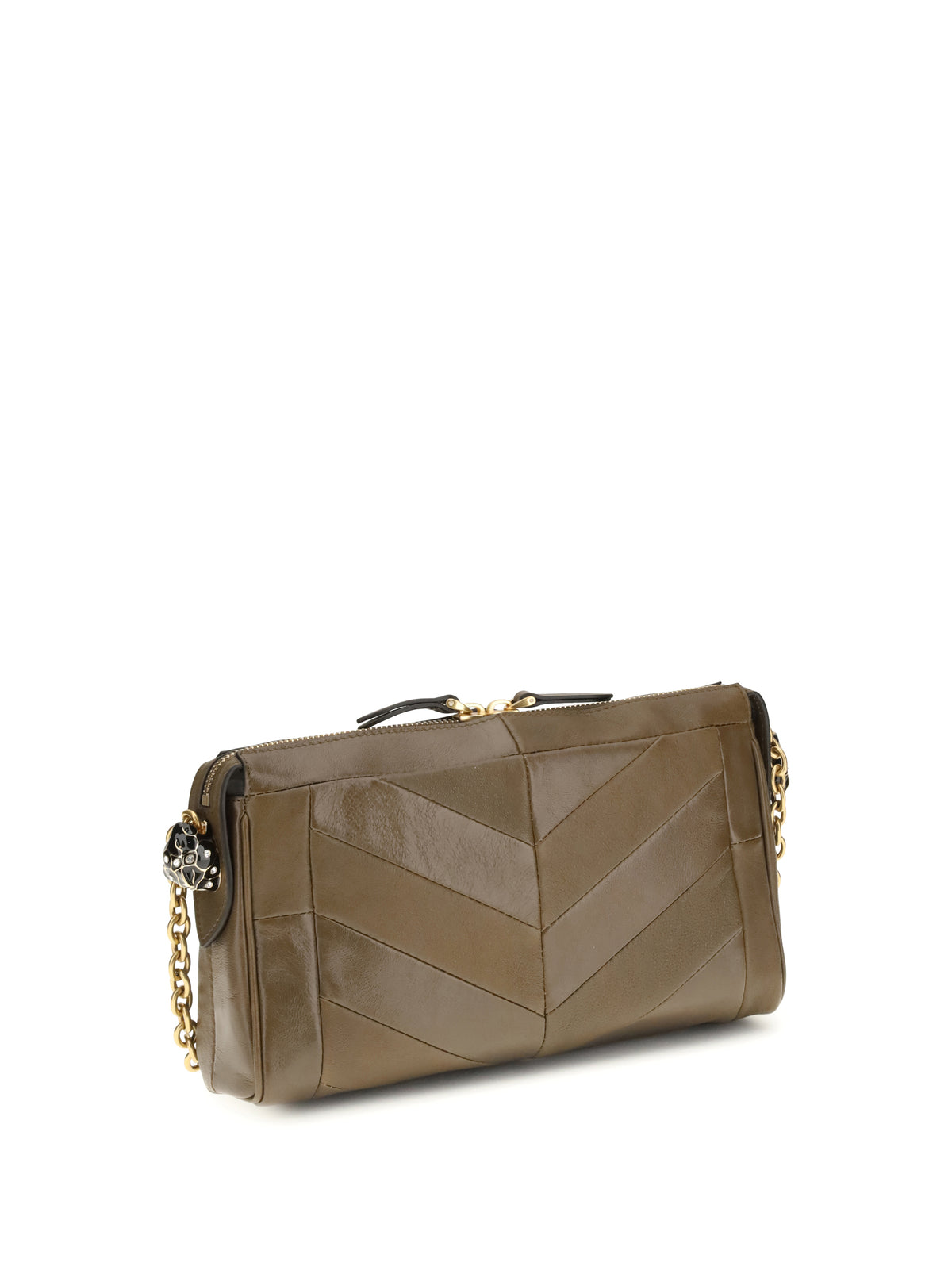 Valentino Small Panthea Chevron nappa Shoulder Bag - Tundra