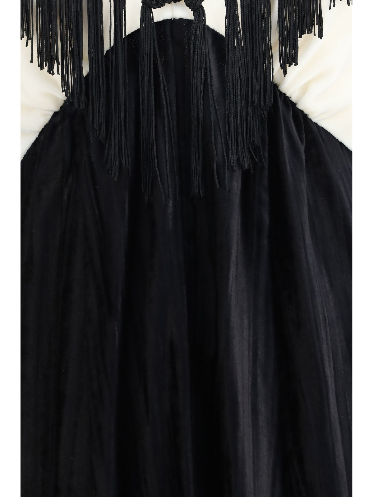 Forte_forte Color-block velvet Long Dress with fringes - Black