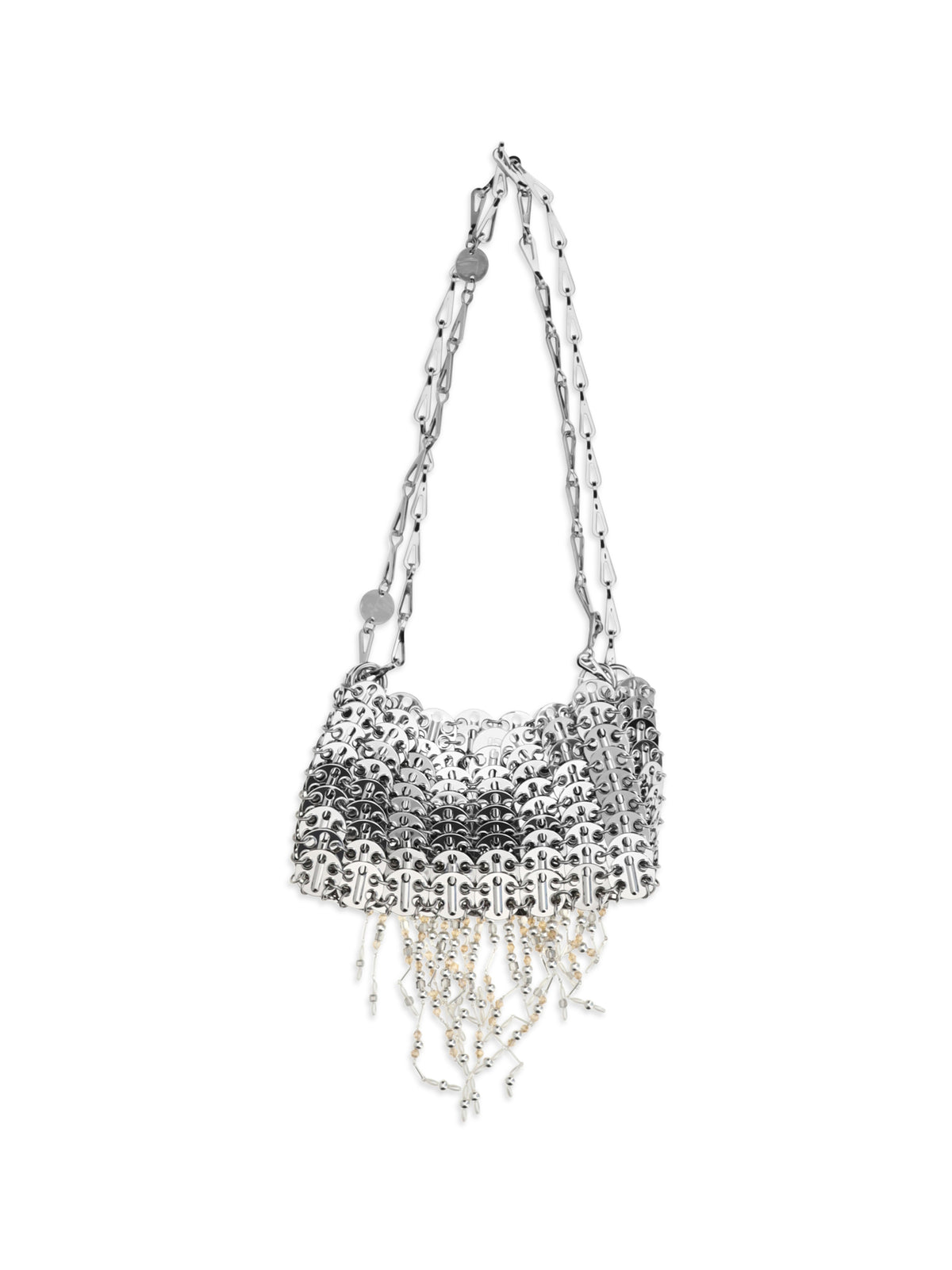 Rabanne Nano 1969 pearl fringe Shoulder Bag - Nacre / Gris