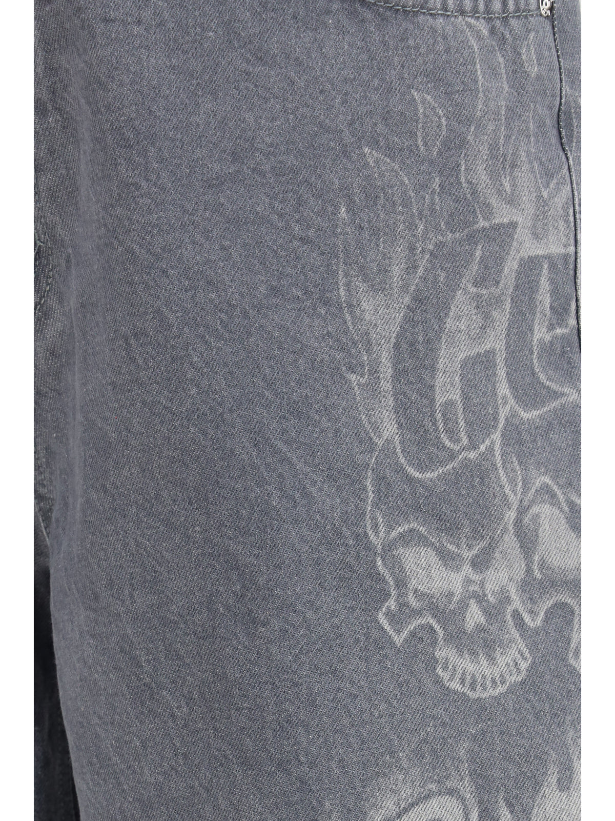 GCDS Riders baggy Shorts with designs - Quarry Grey/White
