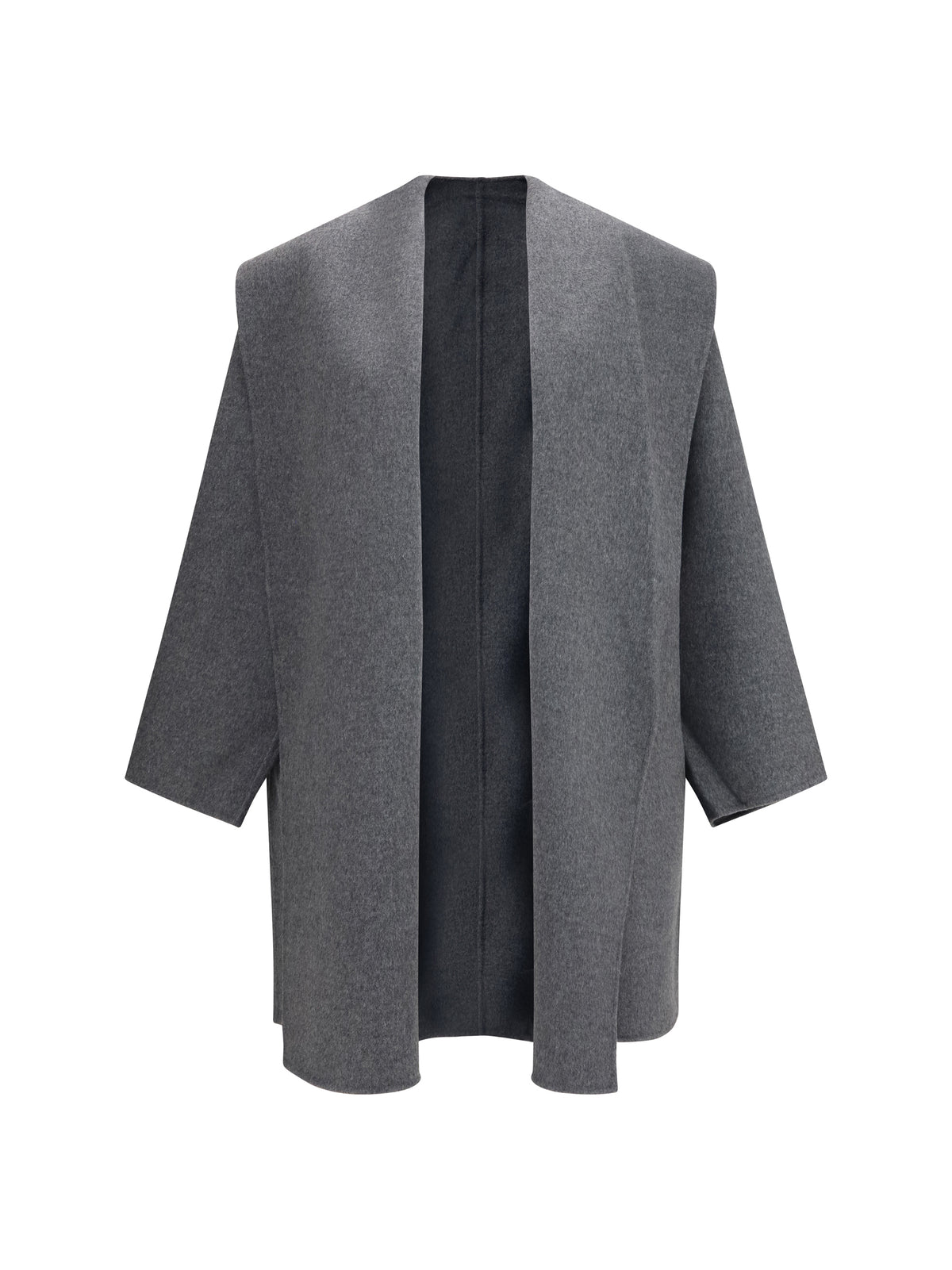 Toteme Wool Hooded Coat - Pale Grey Mélange