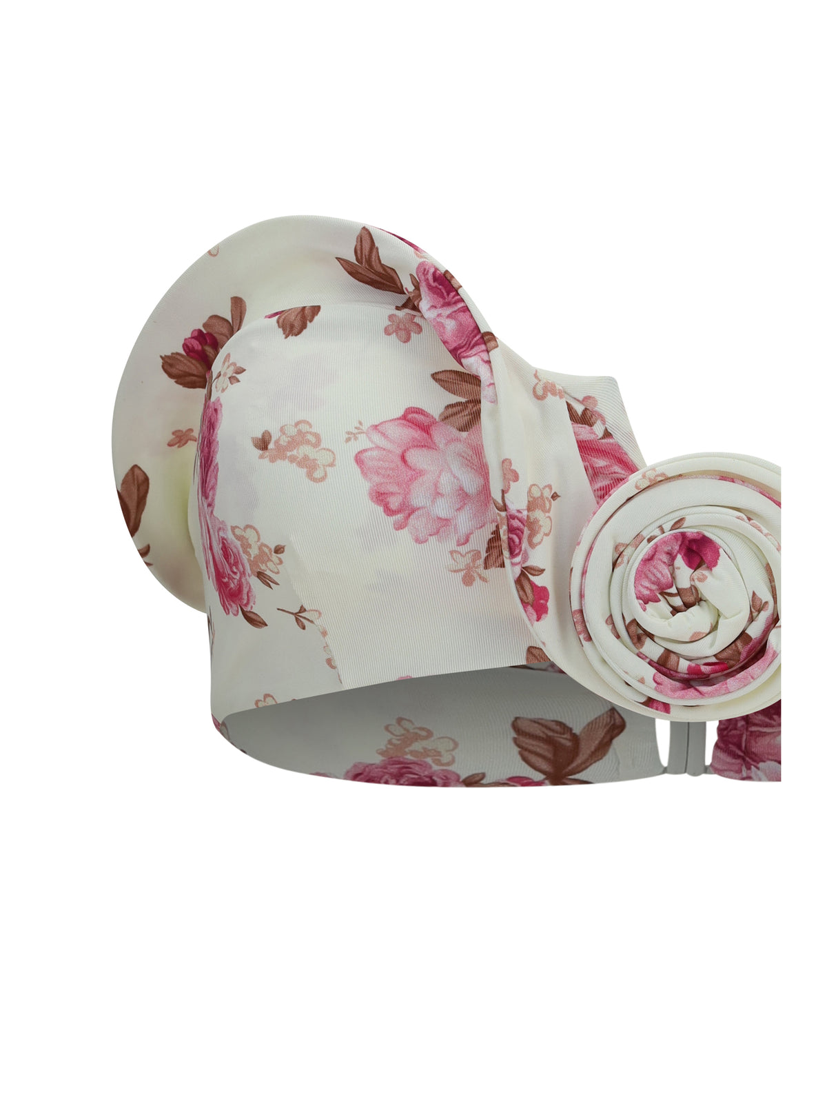 Magda Butrym Sculptural floral-print bandeau Swim Top - Cream