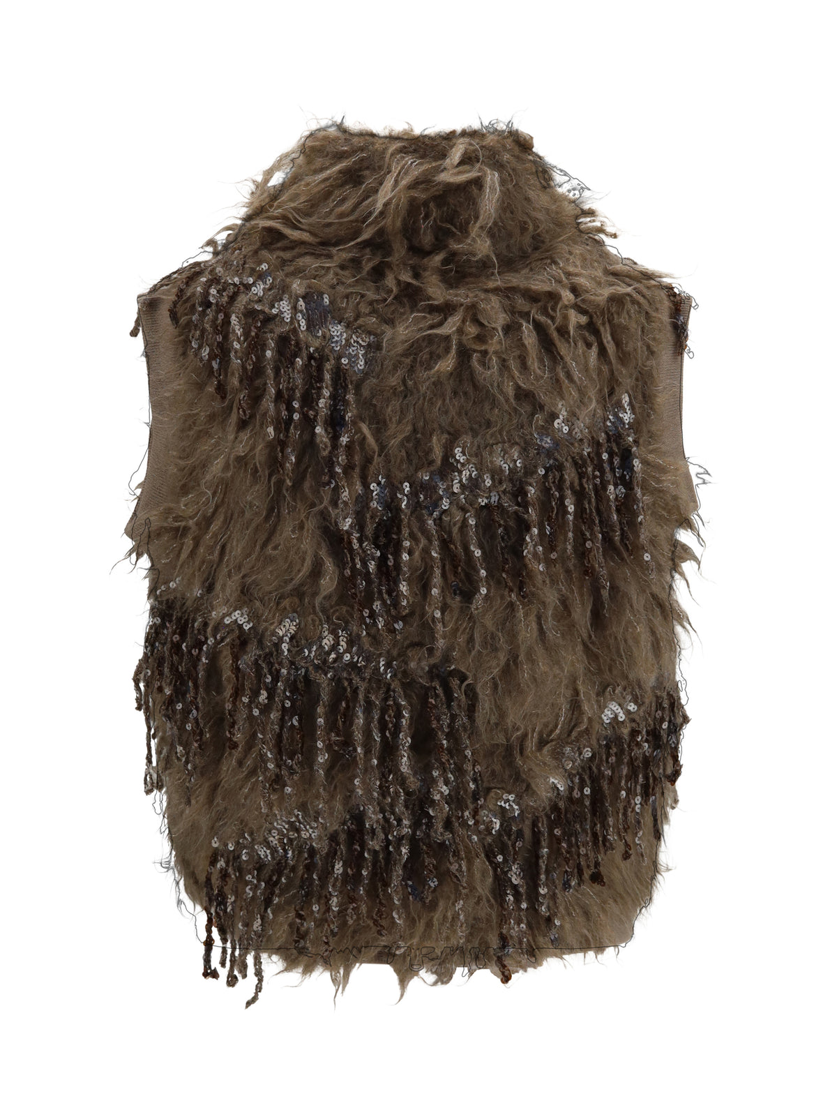 Brunello Cucinelli Mohair-blend sequin zip Cardigan - Beige Dark