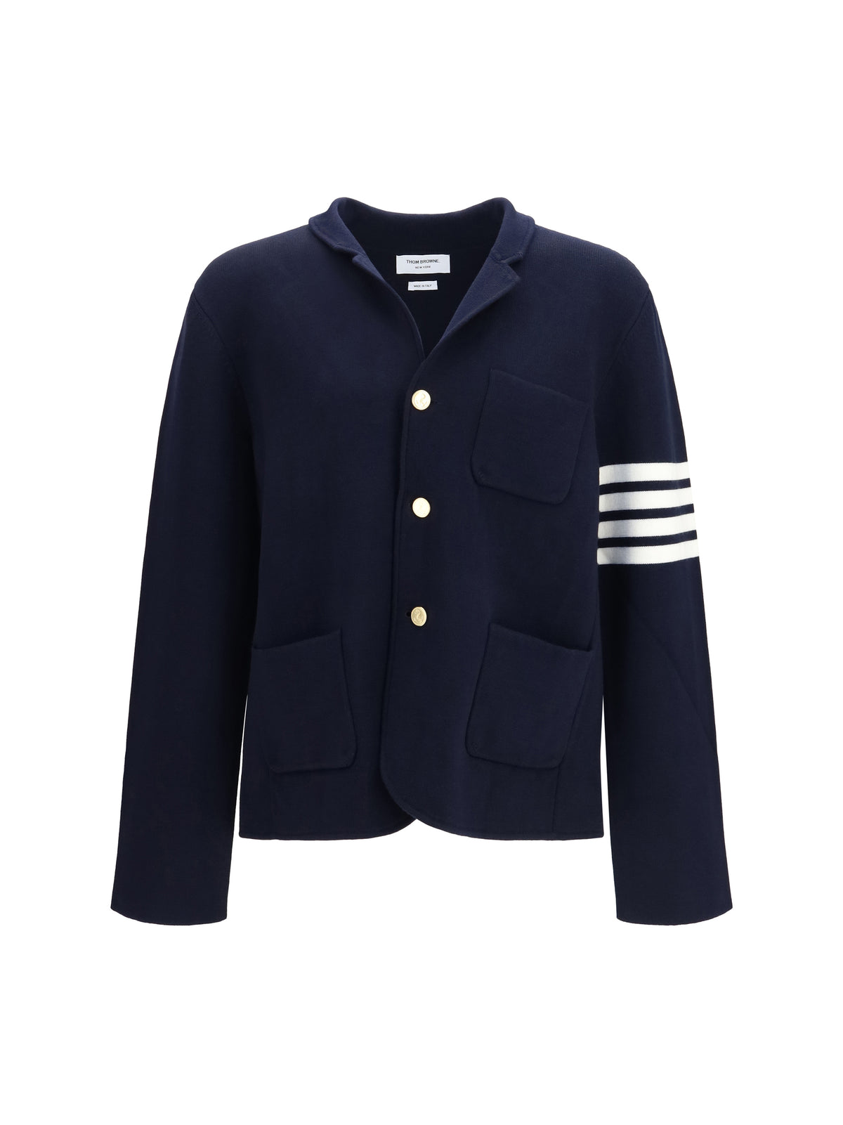 Thom Browne Single-breasted wool Jacket with four-bar sleeve detail - Navy