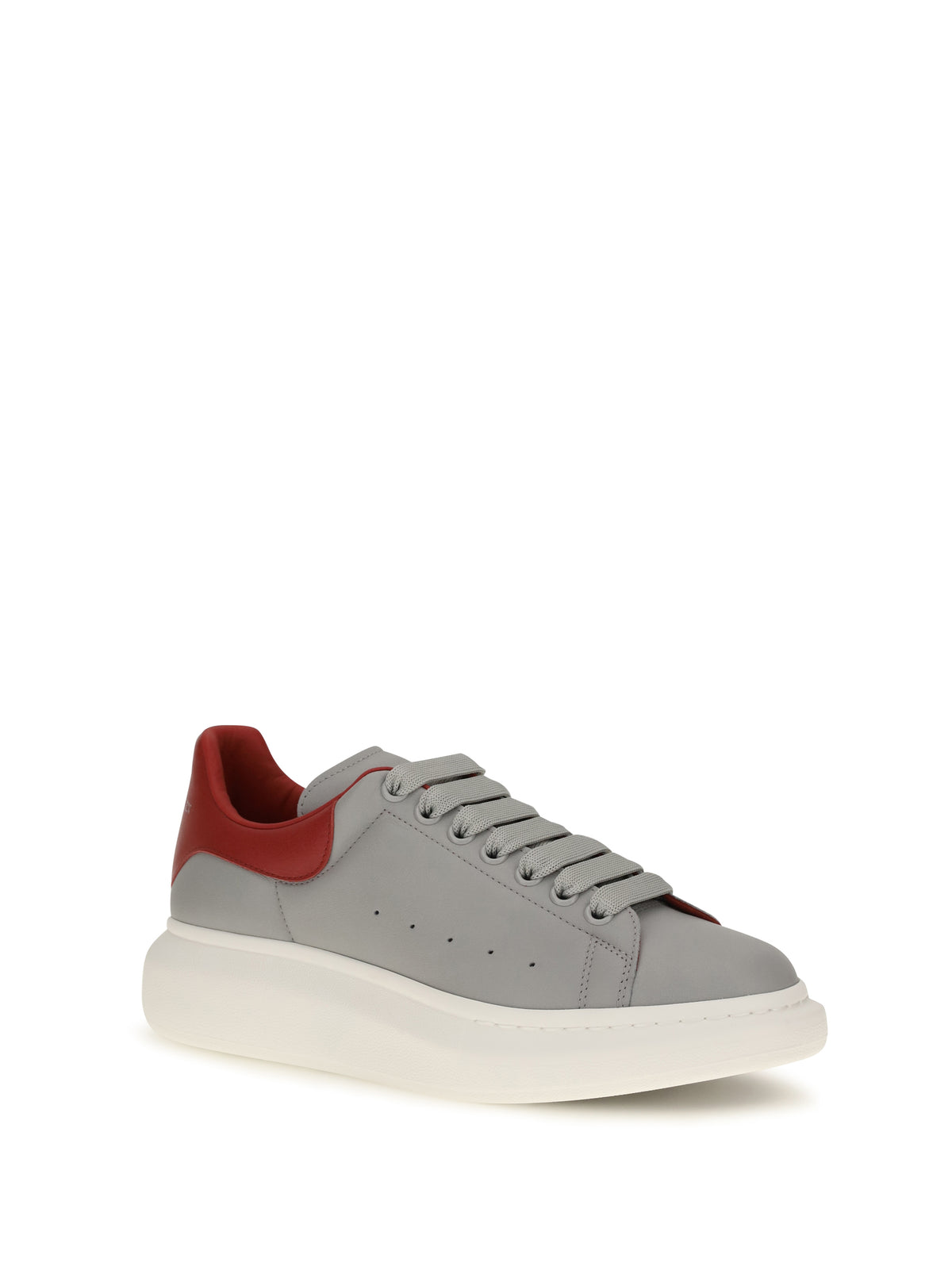 Alexander McQueen Leather Sneakers - Grey/Flame