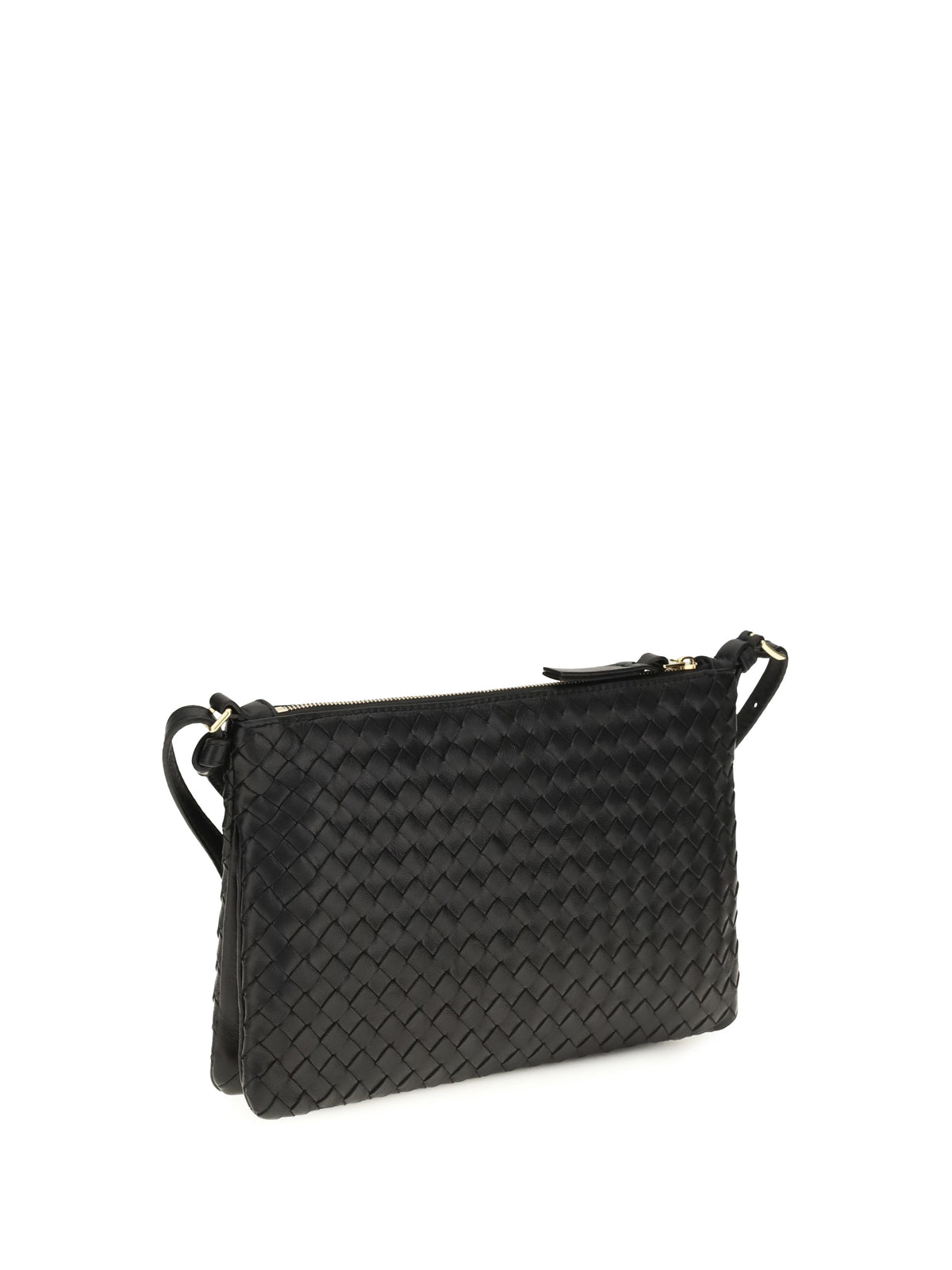 Bottega Veneta Intrecciato Shoulder Bag - Black-Brass Vibrato