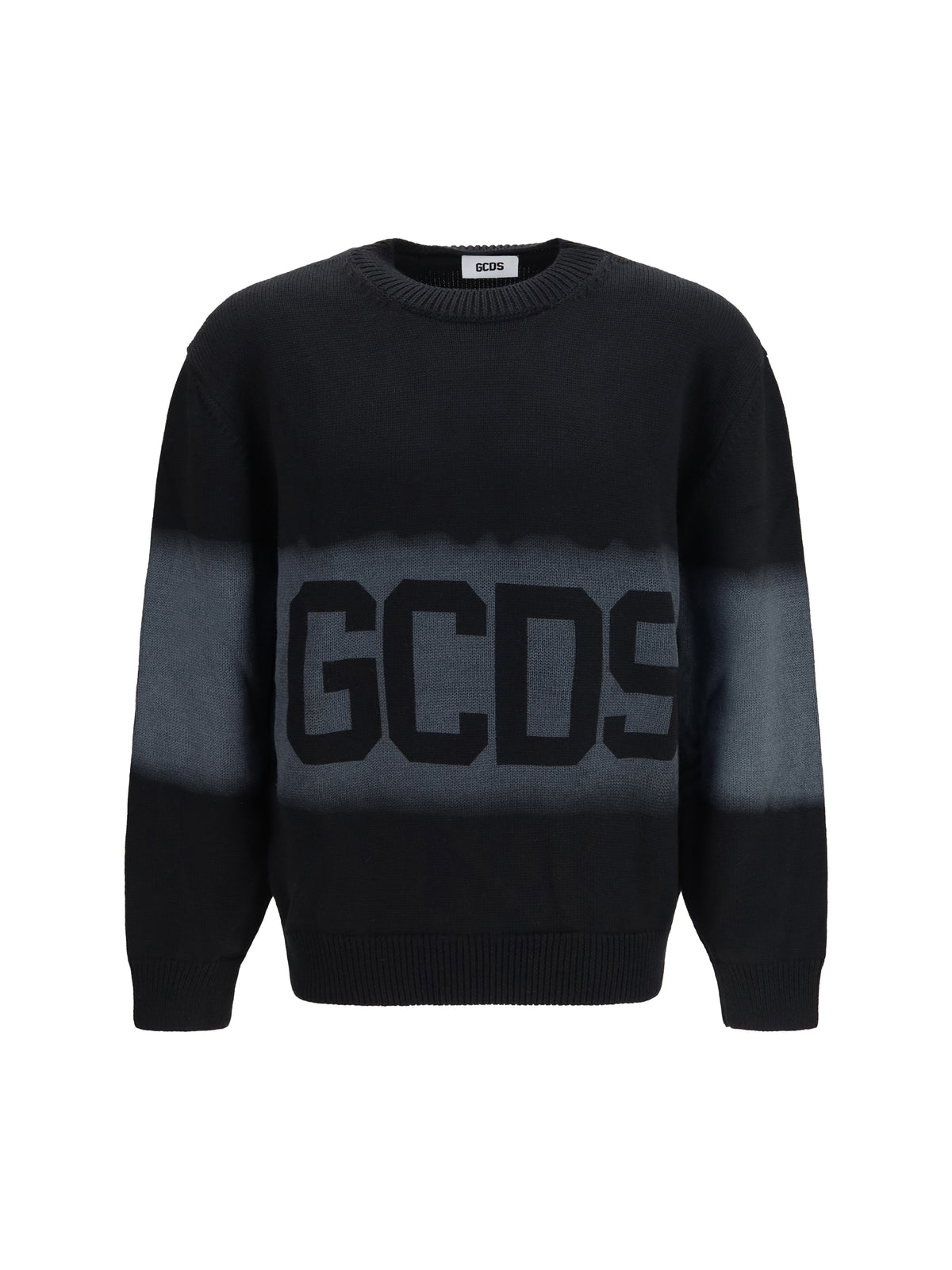 GCDS Logo Spray crewneck Sweater - Black/Grey