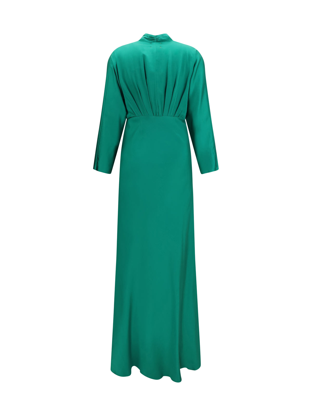 Forte_forte Silk satin Long Dress with royal V-neck