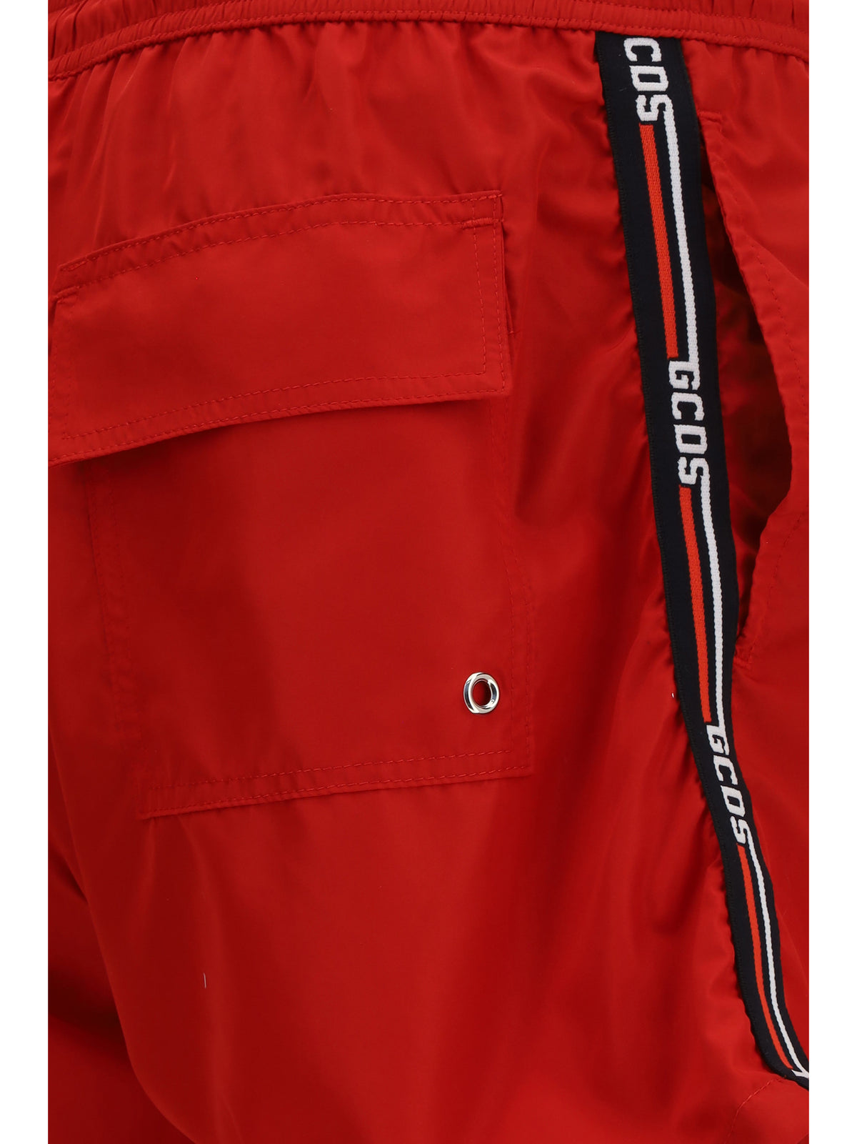 GCDS Logo-detail swim Shorts - Tomato Red/Black