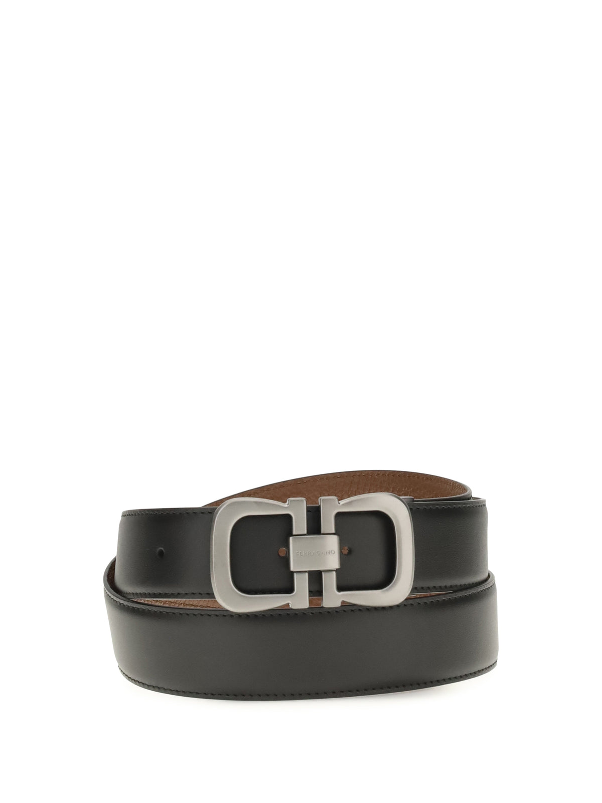 Ferragamo Reversible leather Belt with logo - Black